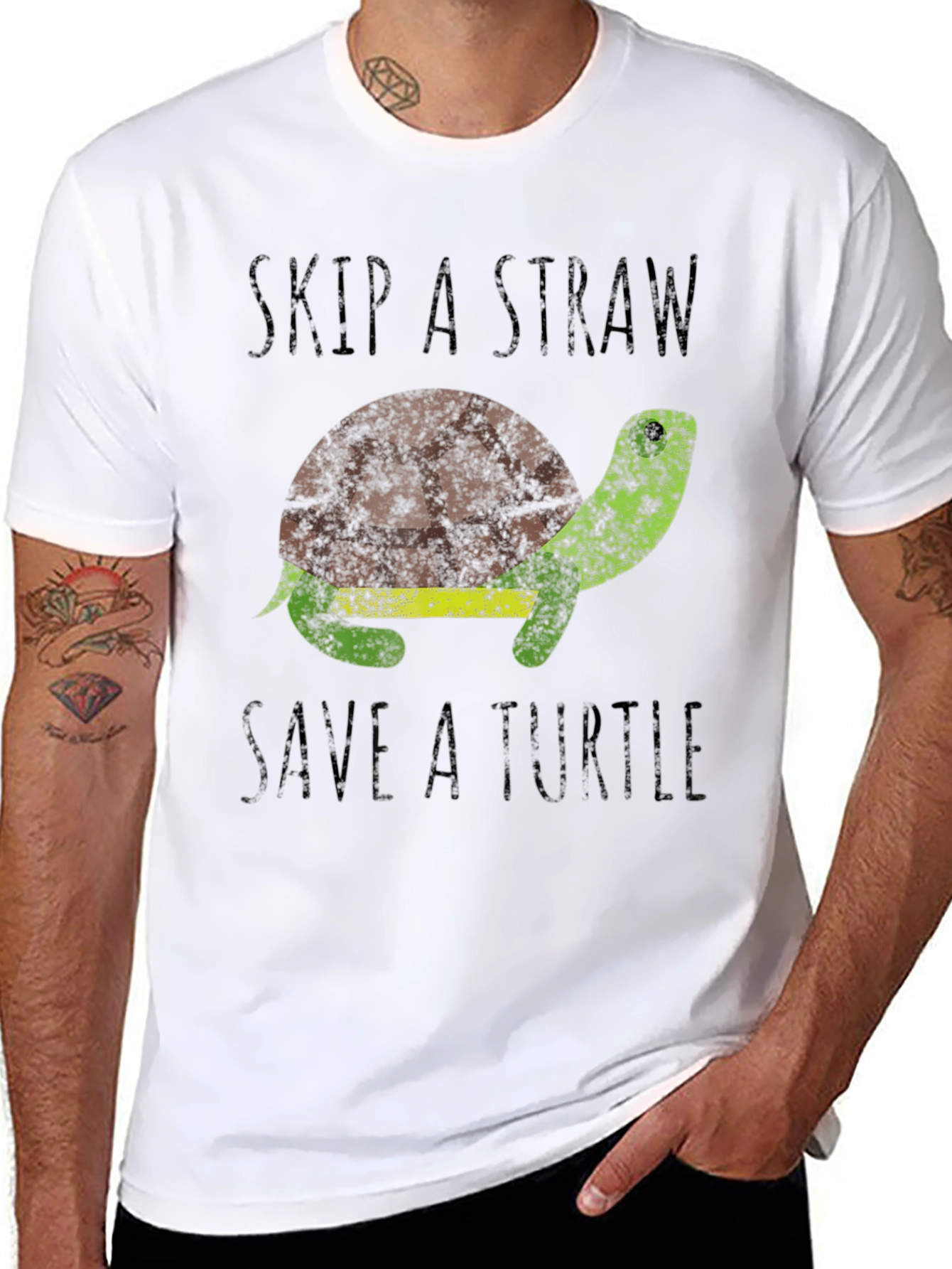 Skip A Straw Save A Turtle Graphic T-Shirt