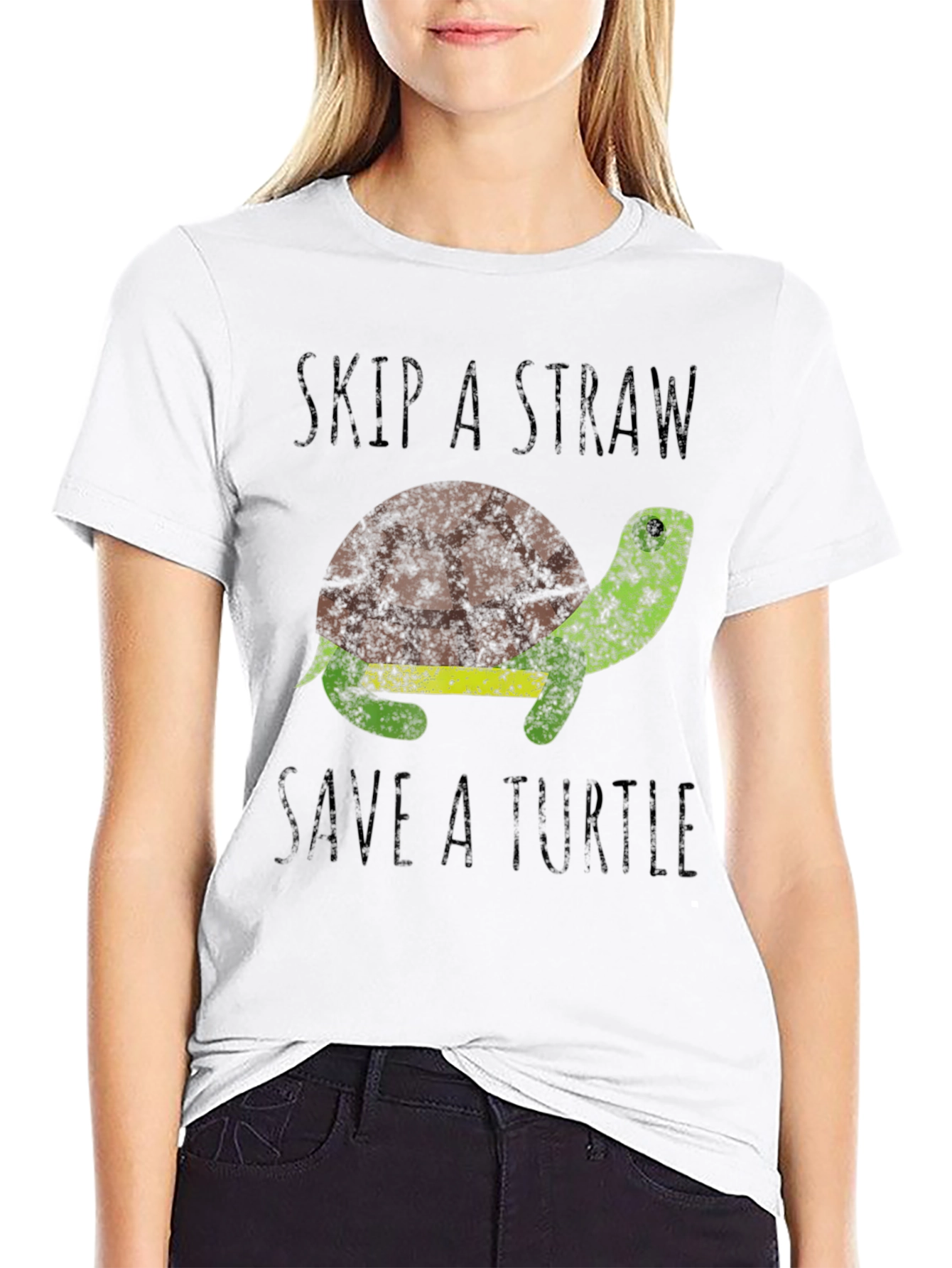Skip A Straw Save A Turtle Graphic T-Shirt