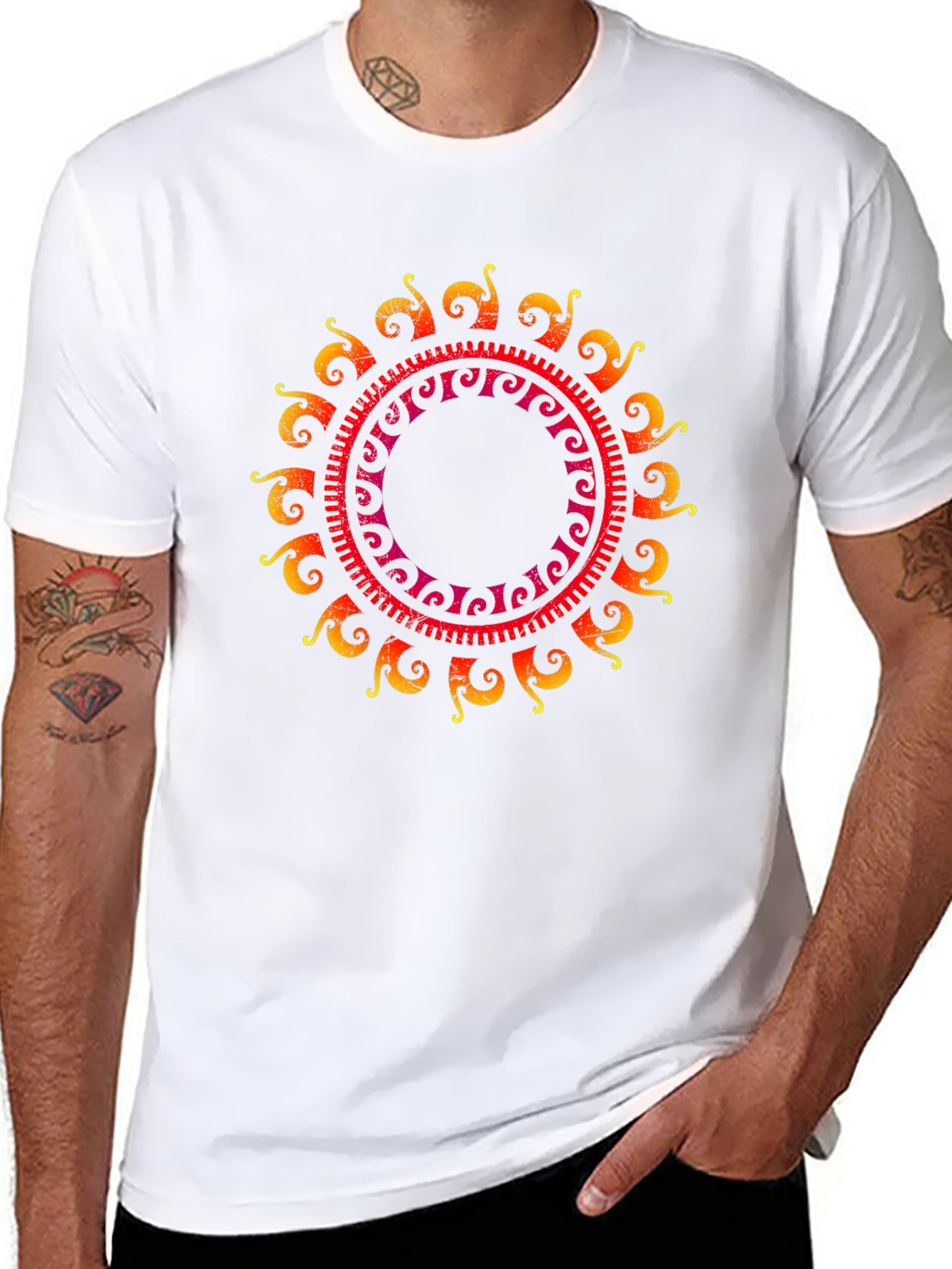 Sun Mandala Graphic Tee - Black