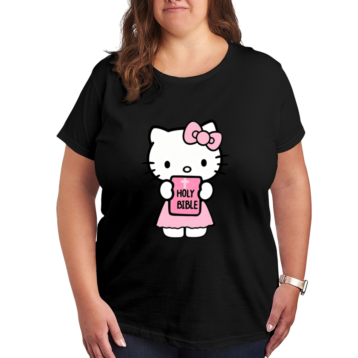 Faith?Style Hello Kitty Lovely Casual Plus?Size Ladies Short Sleeve Tee