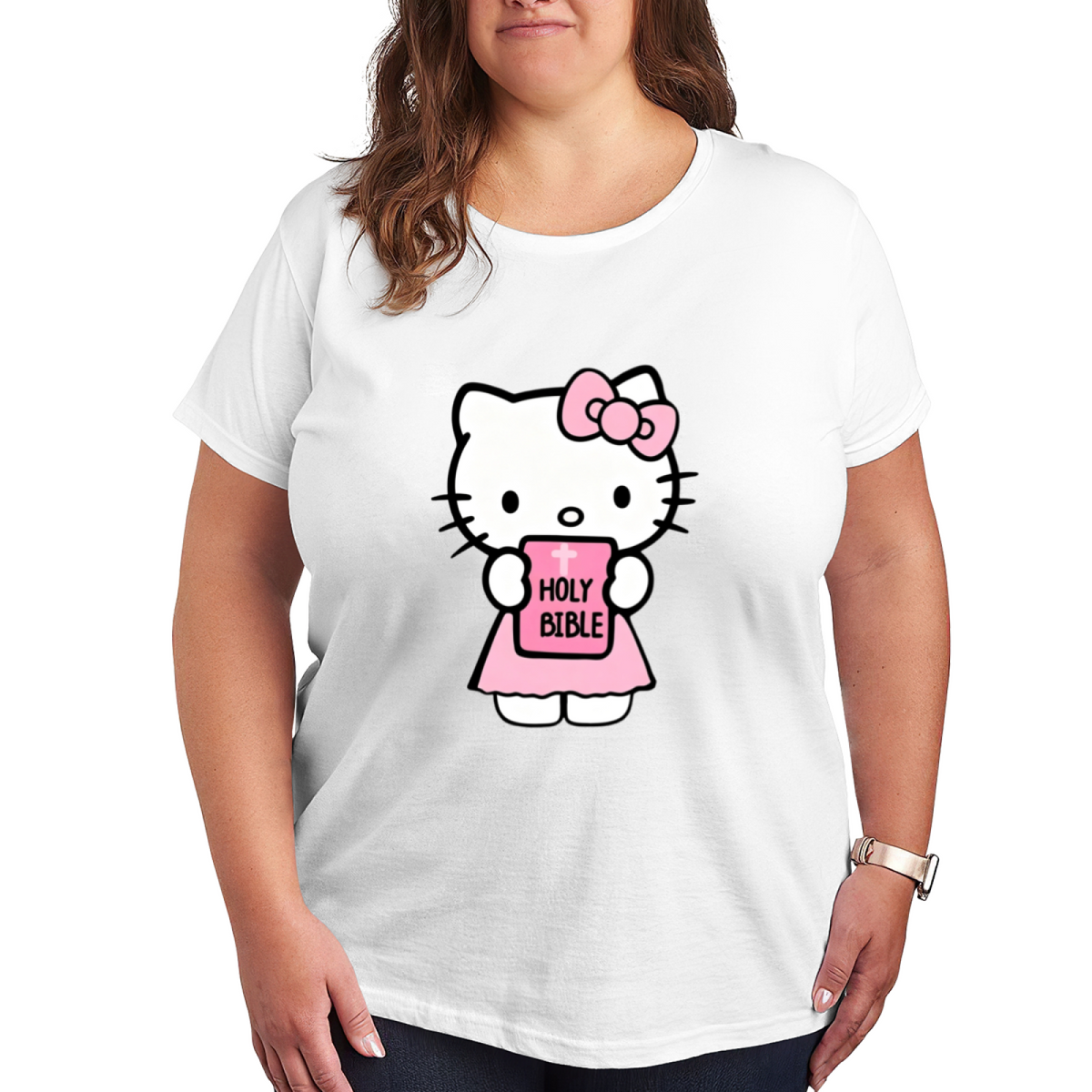 Faith?Style Hello Kitty Lovely Casual Plus?Size Ladies Short Sleeve Tee