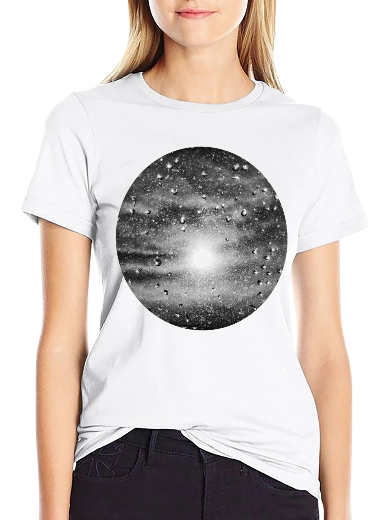 Black Graphic Tee - Rain on Glass Print