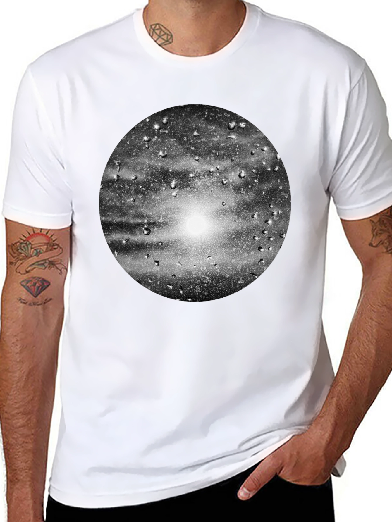 Black Graphic Tee - Rain on Glass Print