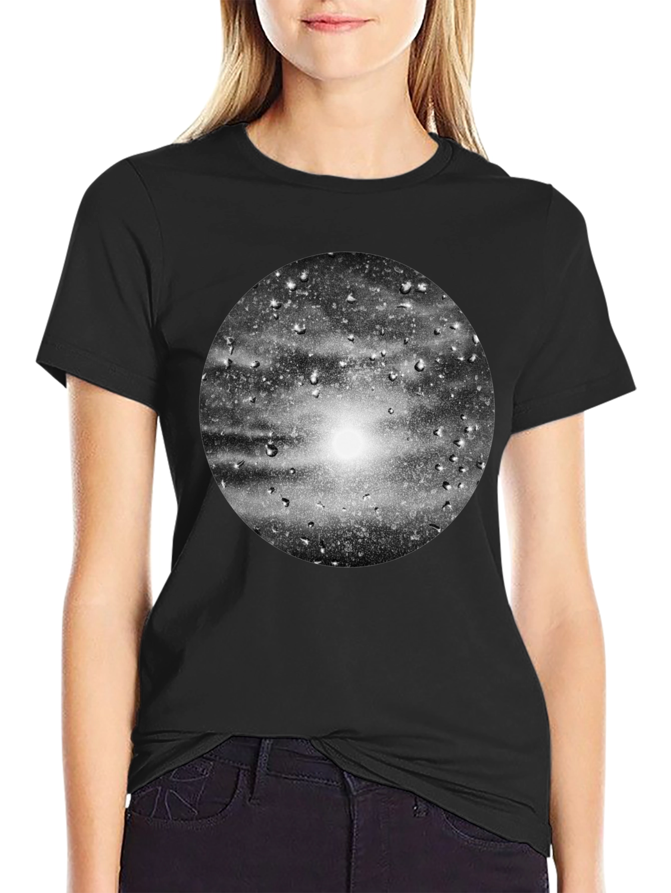 Black Graphic Tee - Rain on Glass Print