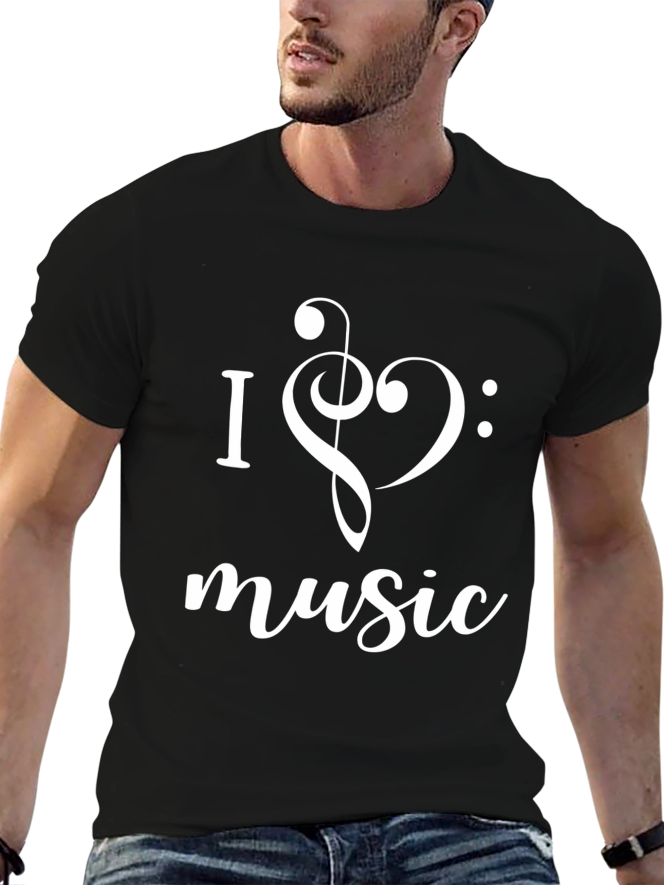 I Heart Music Graphic T-Shirt - Stylish Black Tee