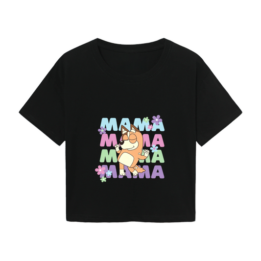 Colorful Mama Chilli Bluey Cartoon Graphic Crop Top