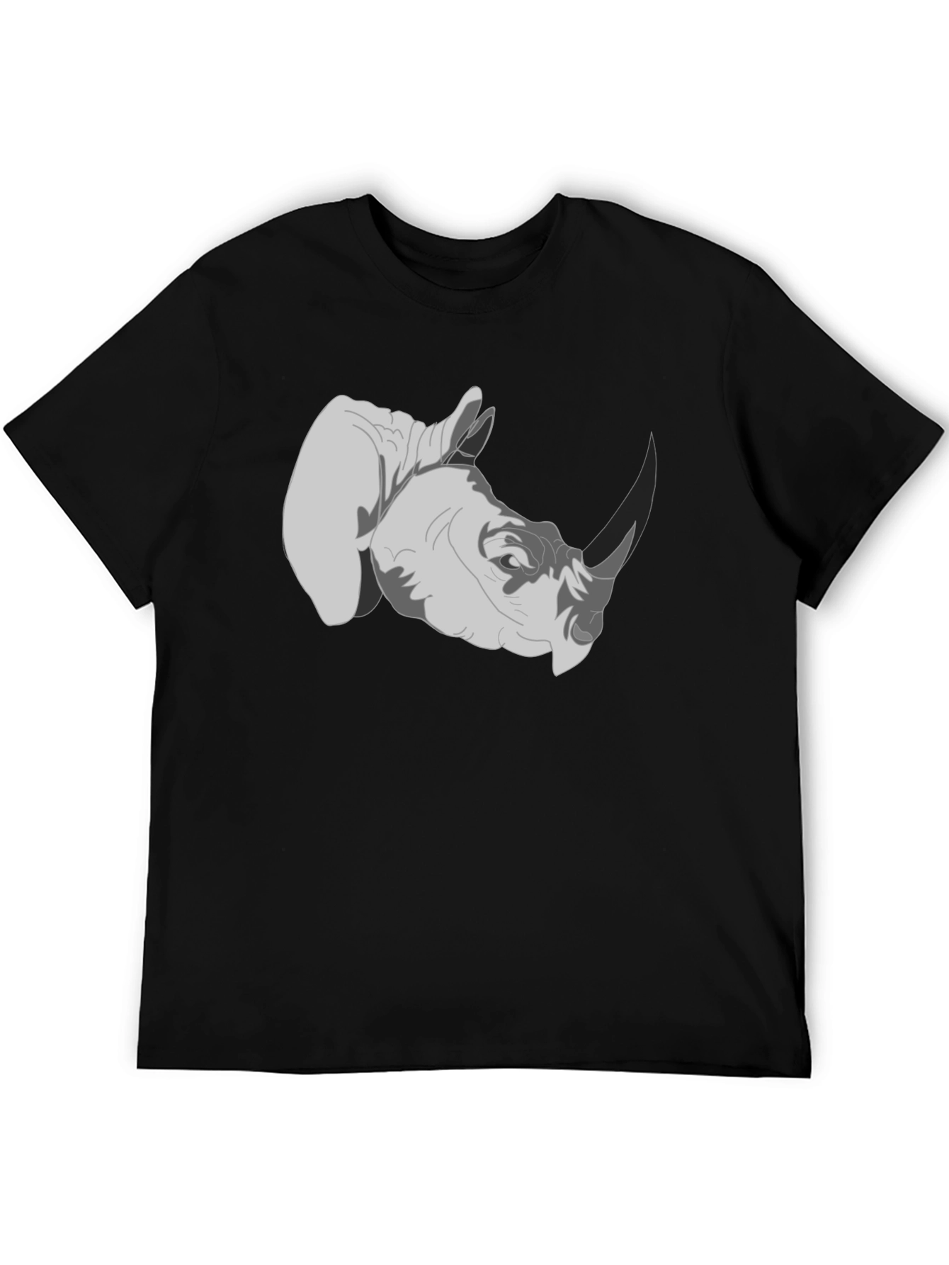 Rhinoceros Graphic Tee - Black Cotton T-Shirt
