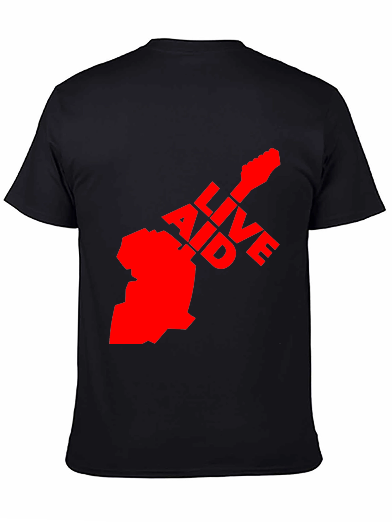 Live Aid Guitar Graphic Tee - Black Cotton
