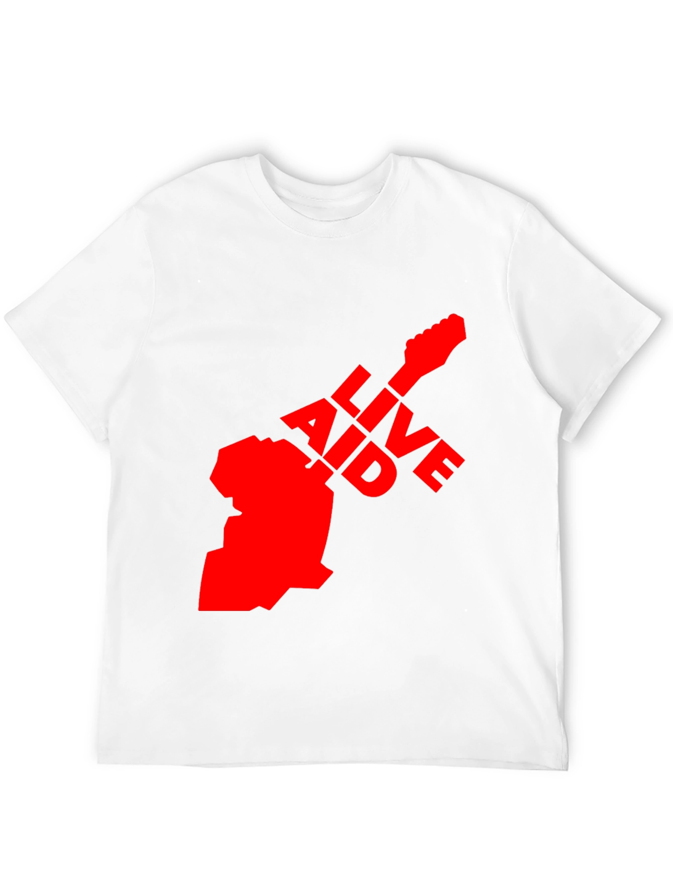 Live Aid Guitar Graphic Tee - Black Cotton