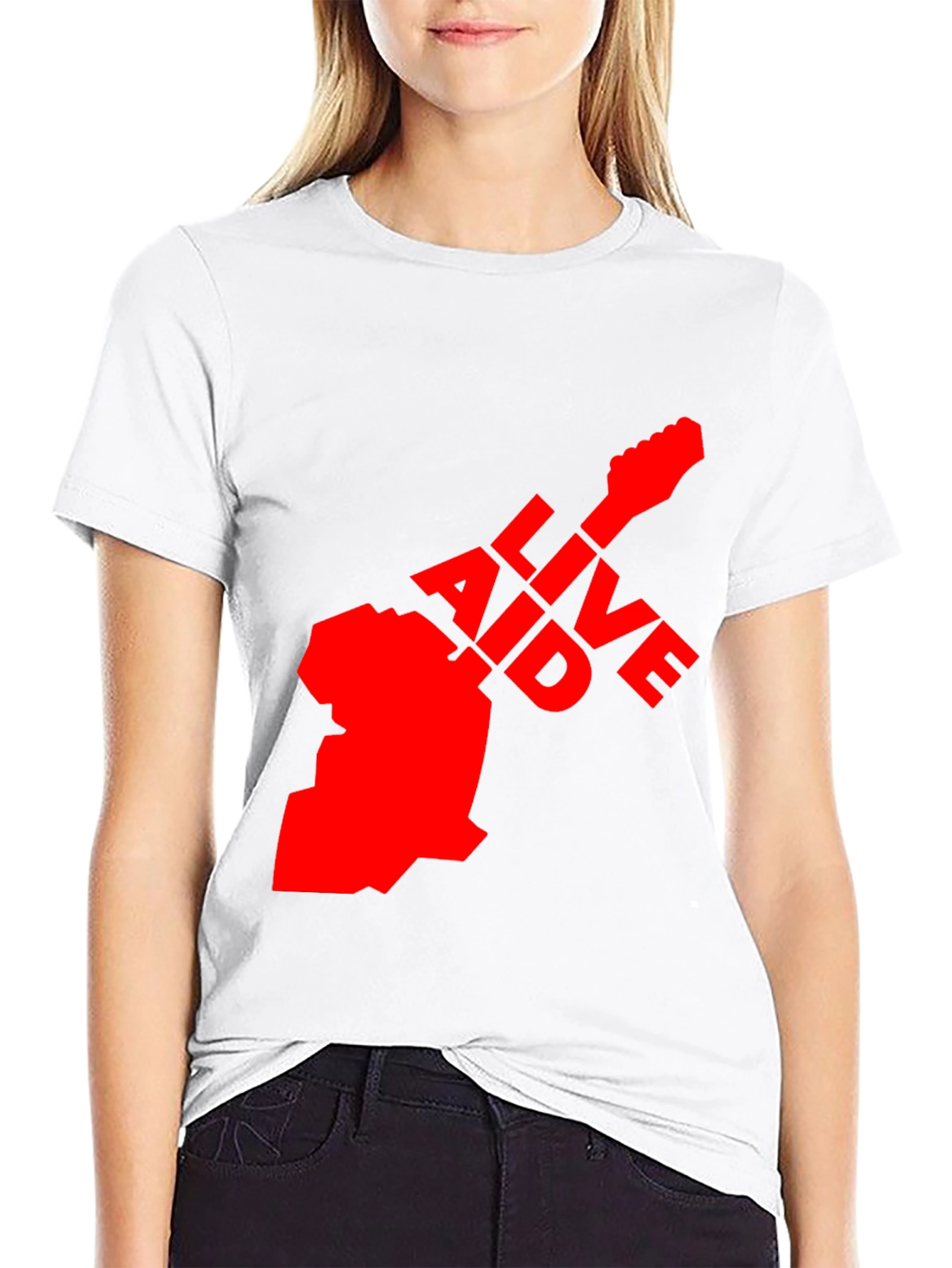 Live Aid Guitar Graphic Tee - Black Cotton