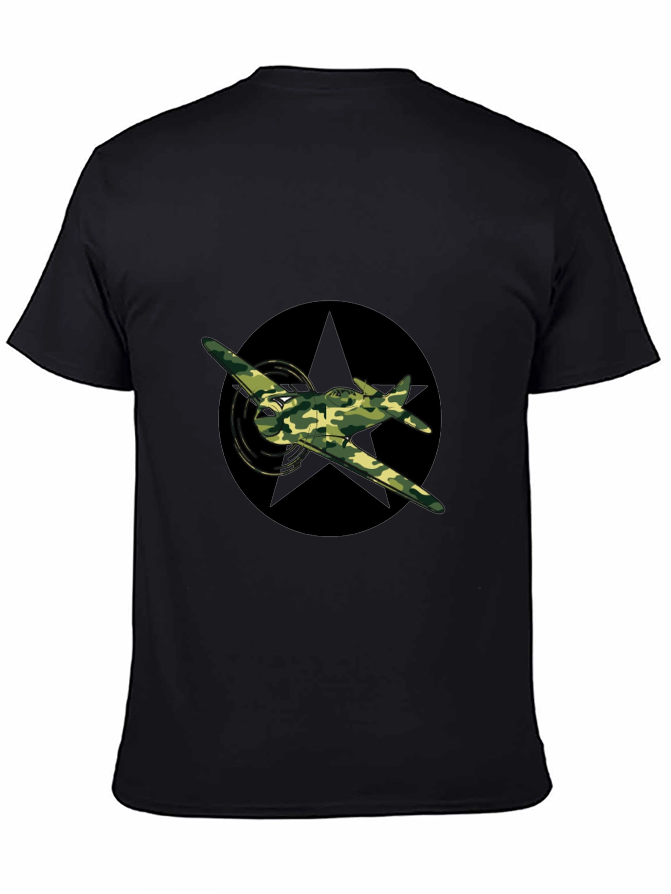 Camo Airplane Black T-Shirt