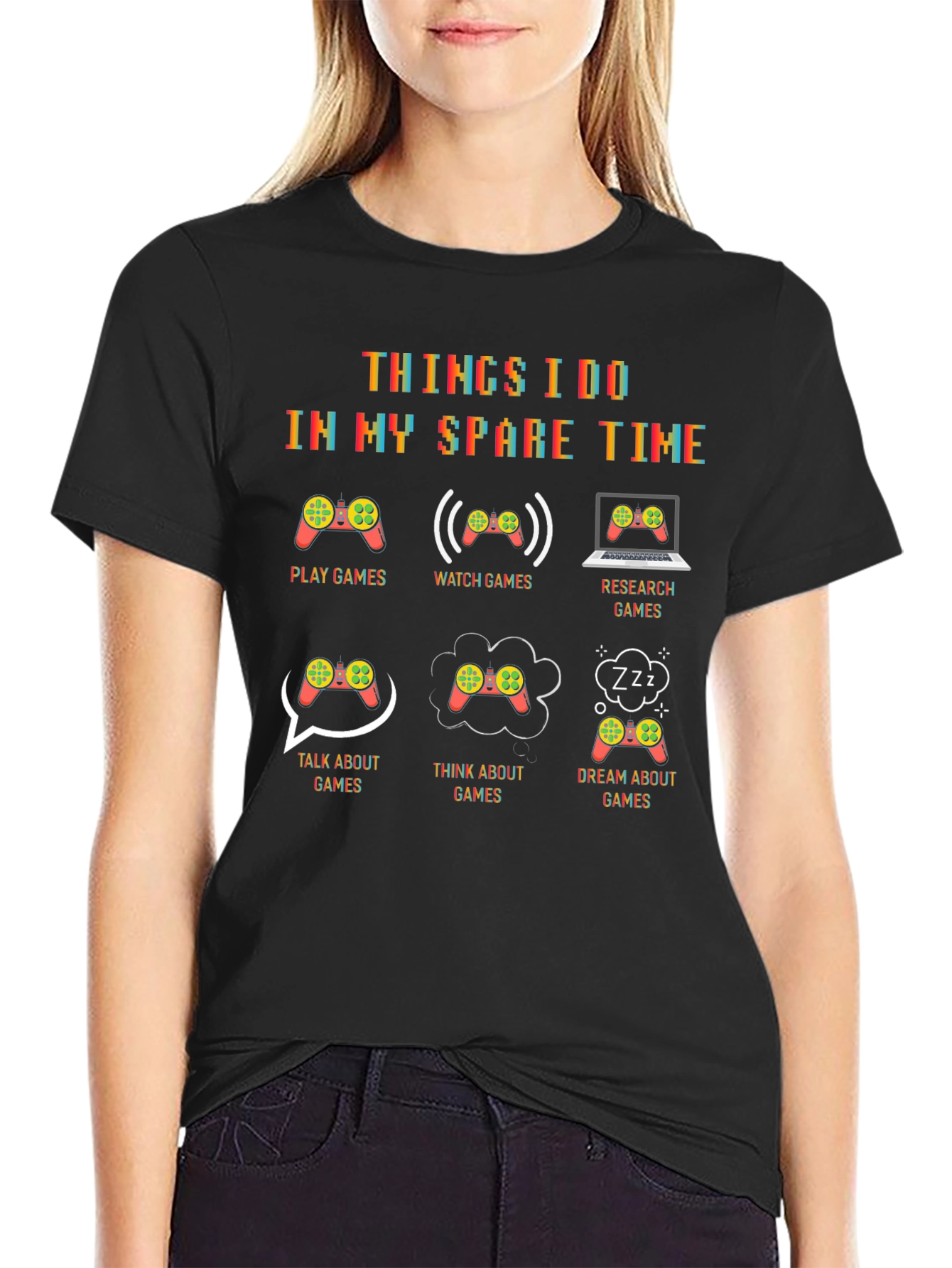 Gamers Spare Time Black T-Shirt