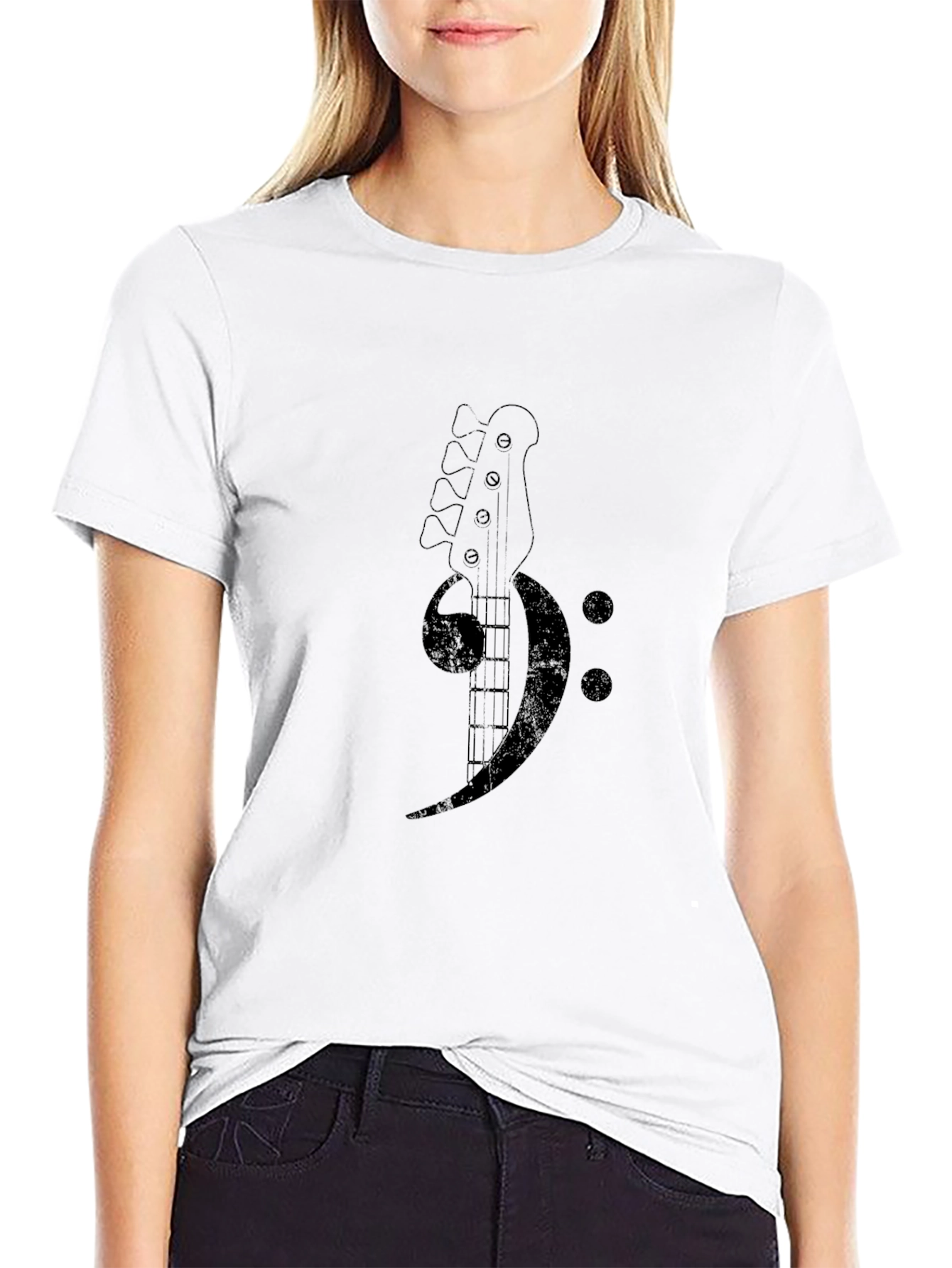Bass Clef Guitar Graphic Tee - Musician Style