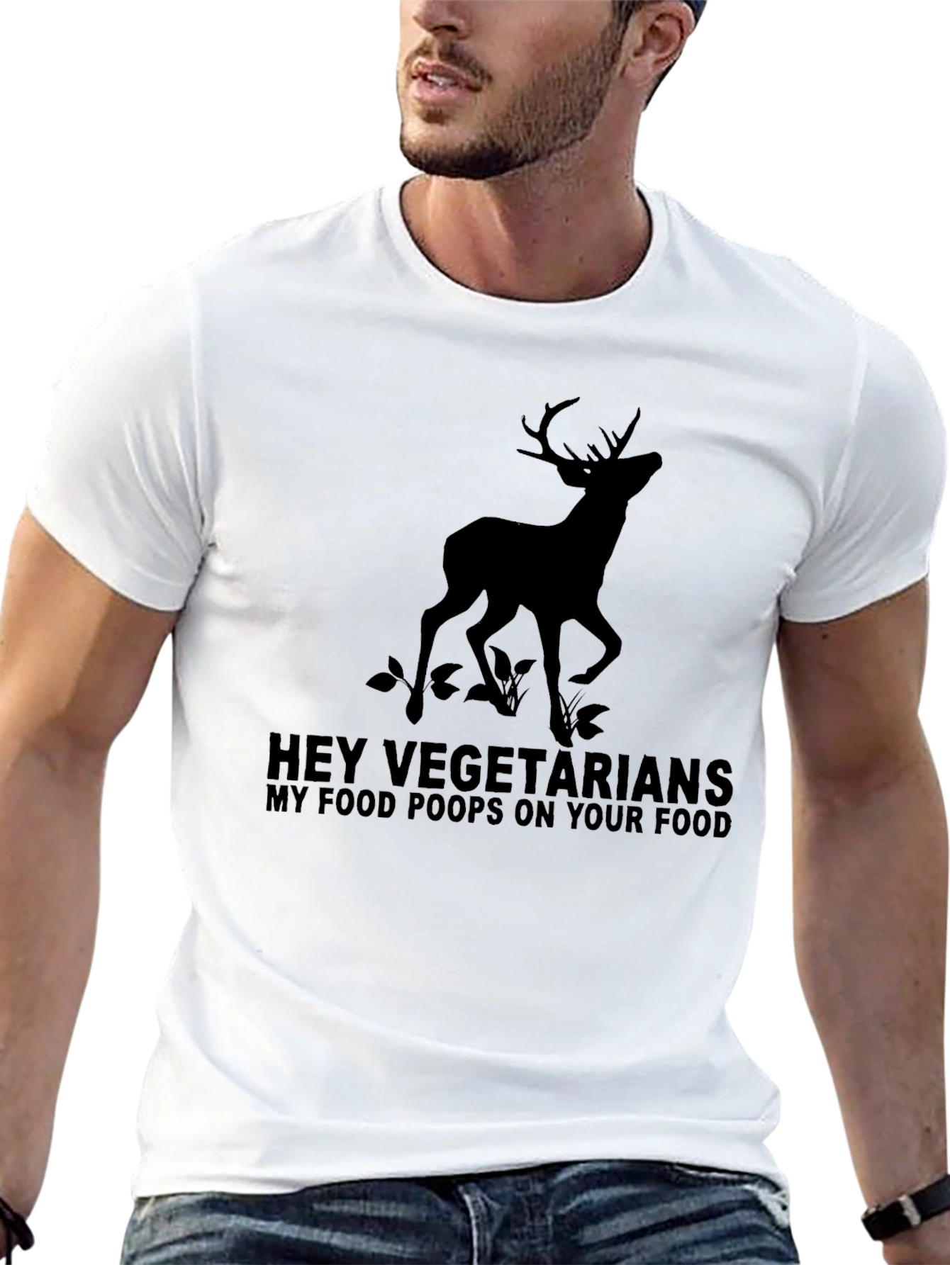Hey Vegetarians T-Shirt - Deer Graphic Tee