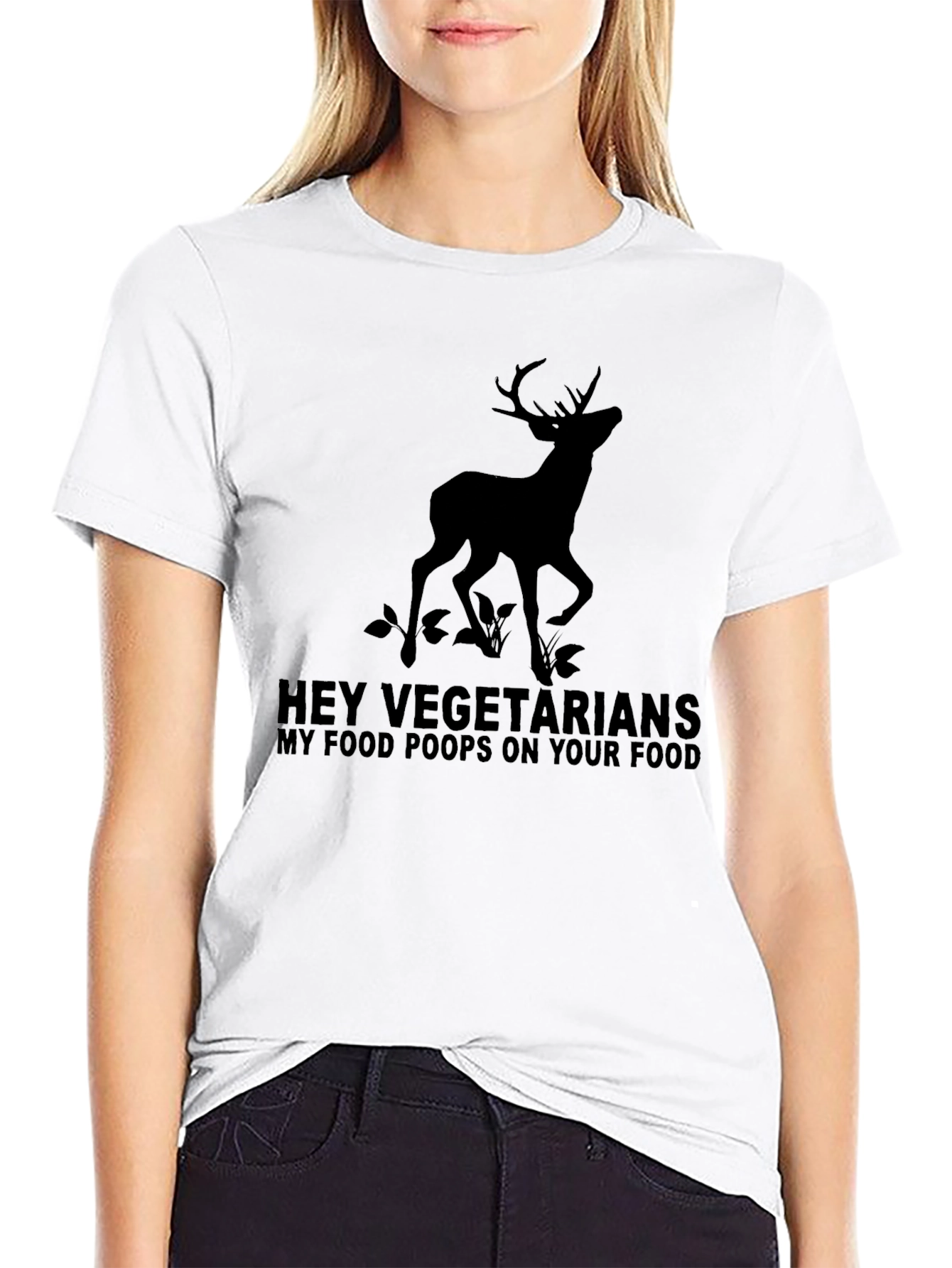 Hey Vegetarians T-Shirt - Deer Graphic Tee
