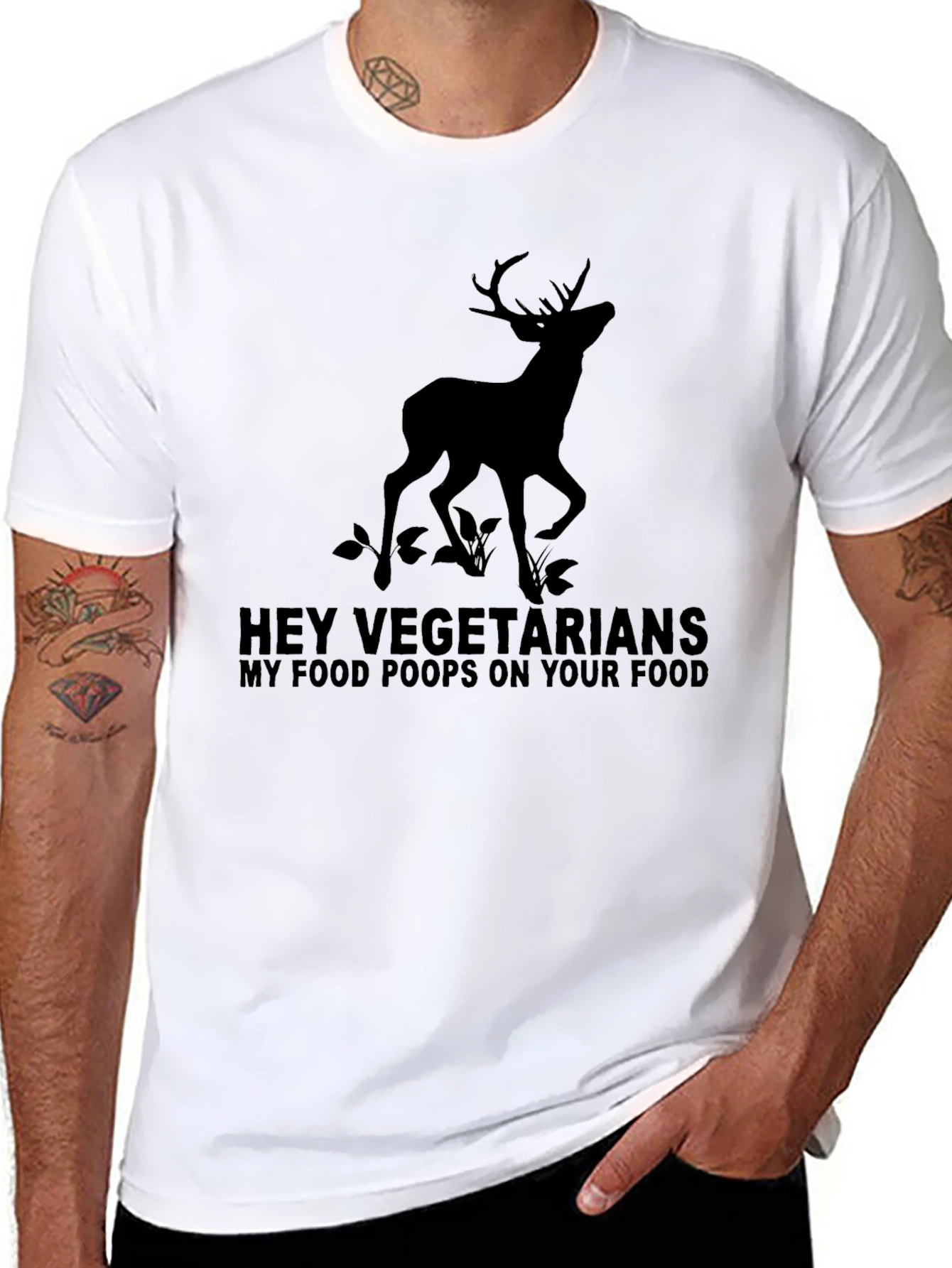 Hey Vegetarians T-Shirt - Deer Graphic Tee