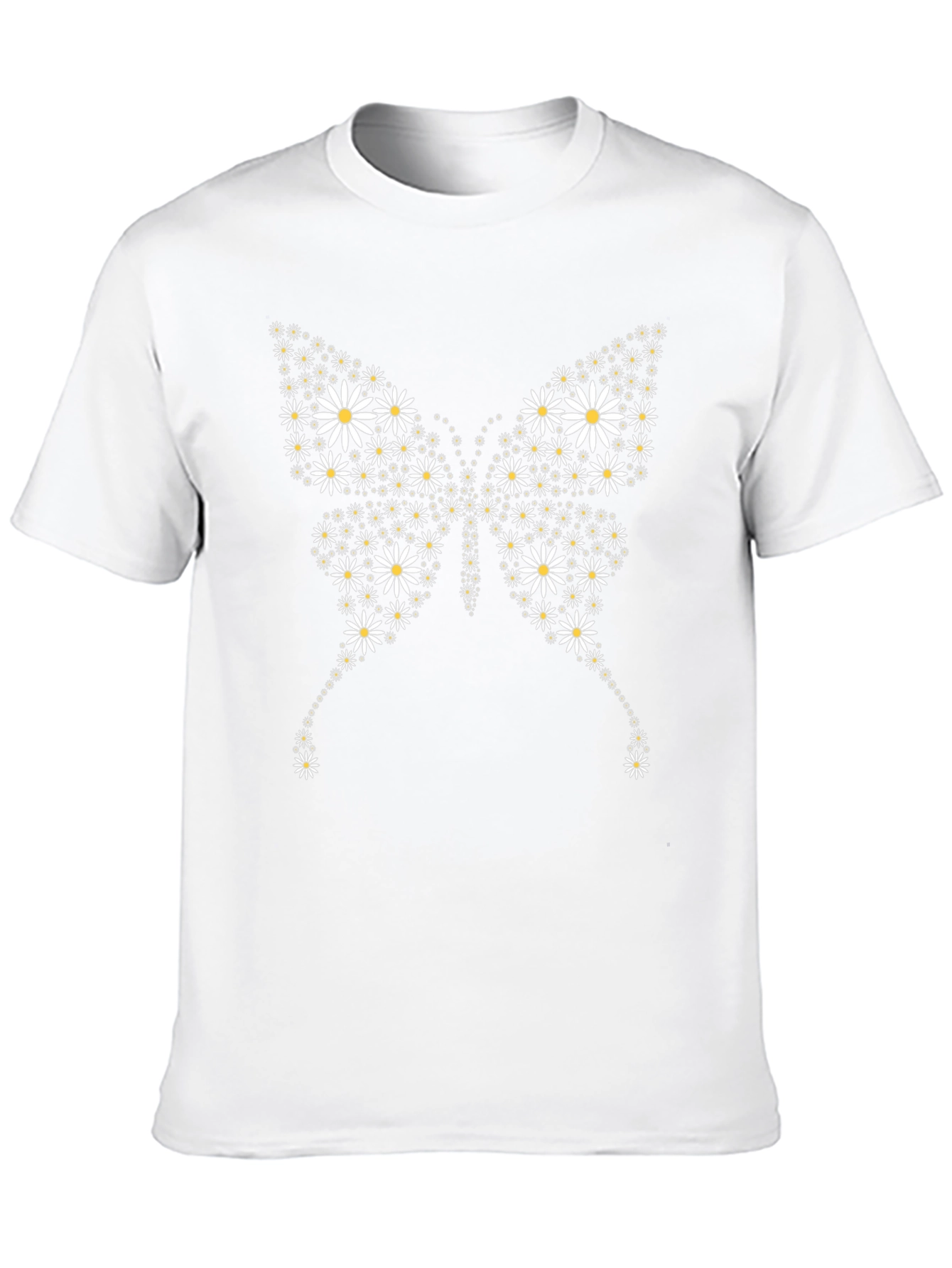 Daisy Butterfly Graphic Tee - Black Cotton Casual T-Shirt