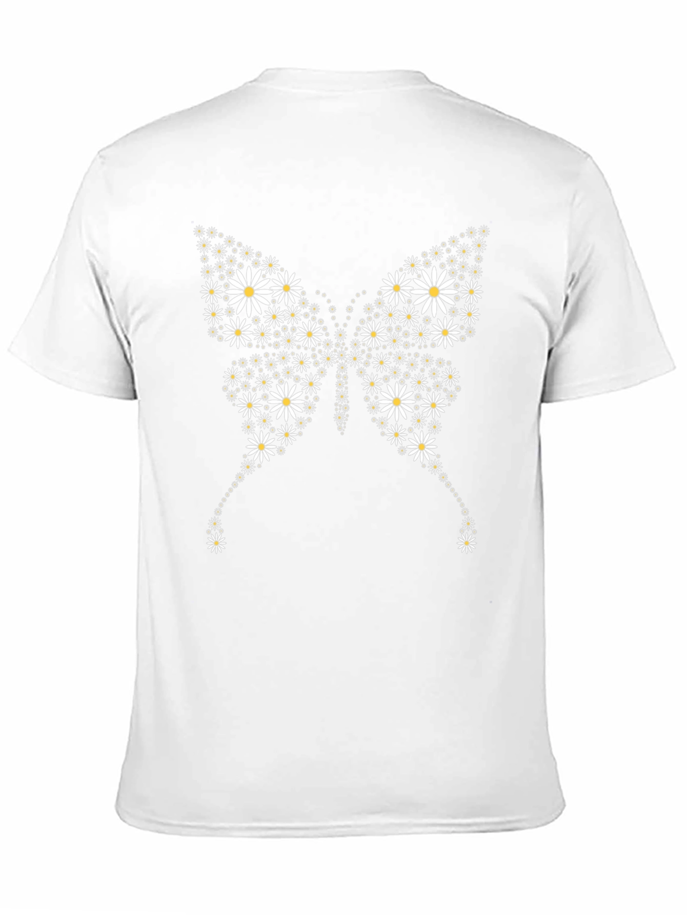 Daisy Butterfly Graphic Tee - Black Cotton Casual T-Shirt