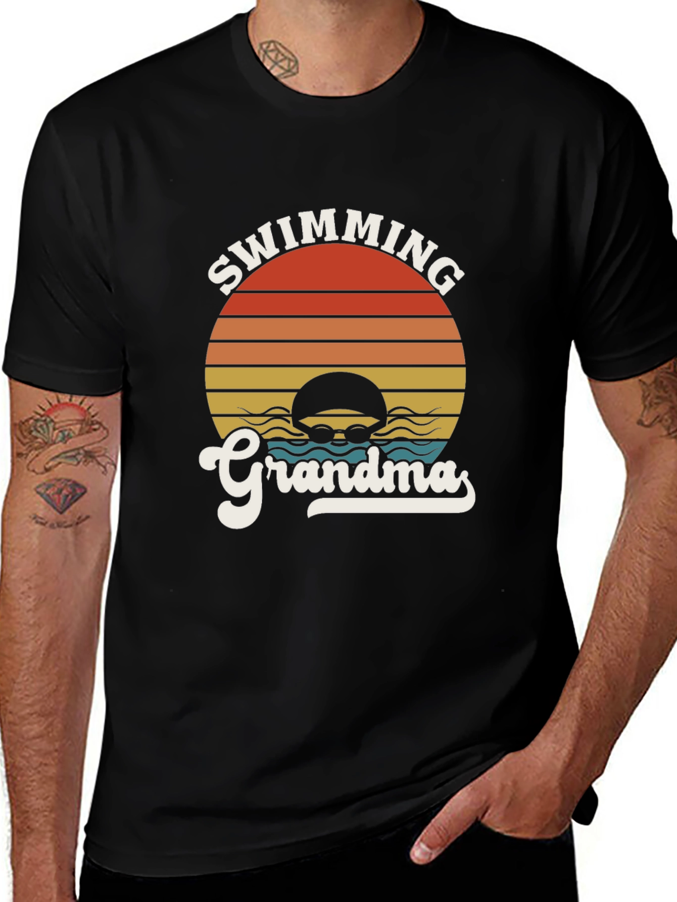 Swimming Grandma Retro Style T-Shirt