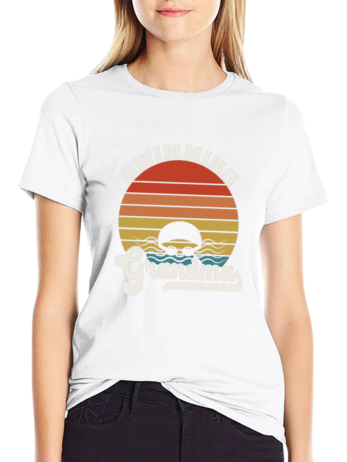 Swimming Grandma Retro Style T-Shirt