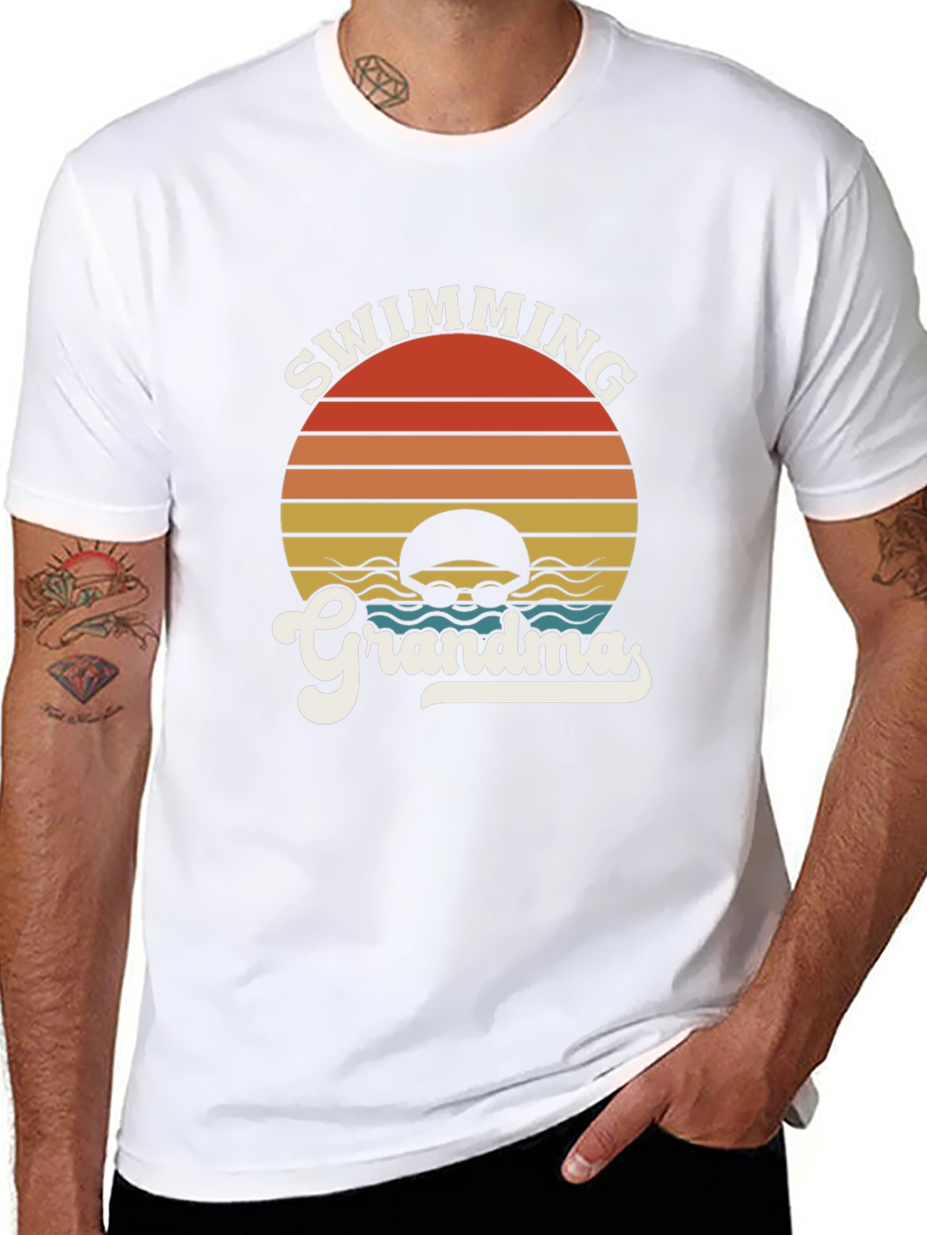 Swimming Grandma Retro Style T-Shirt