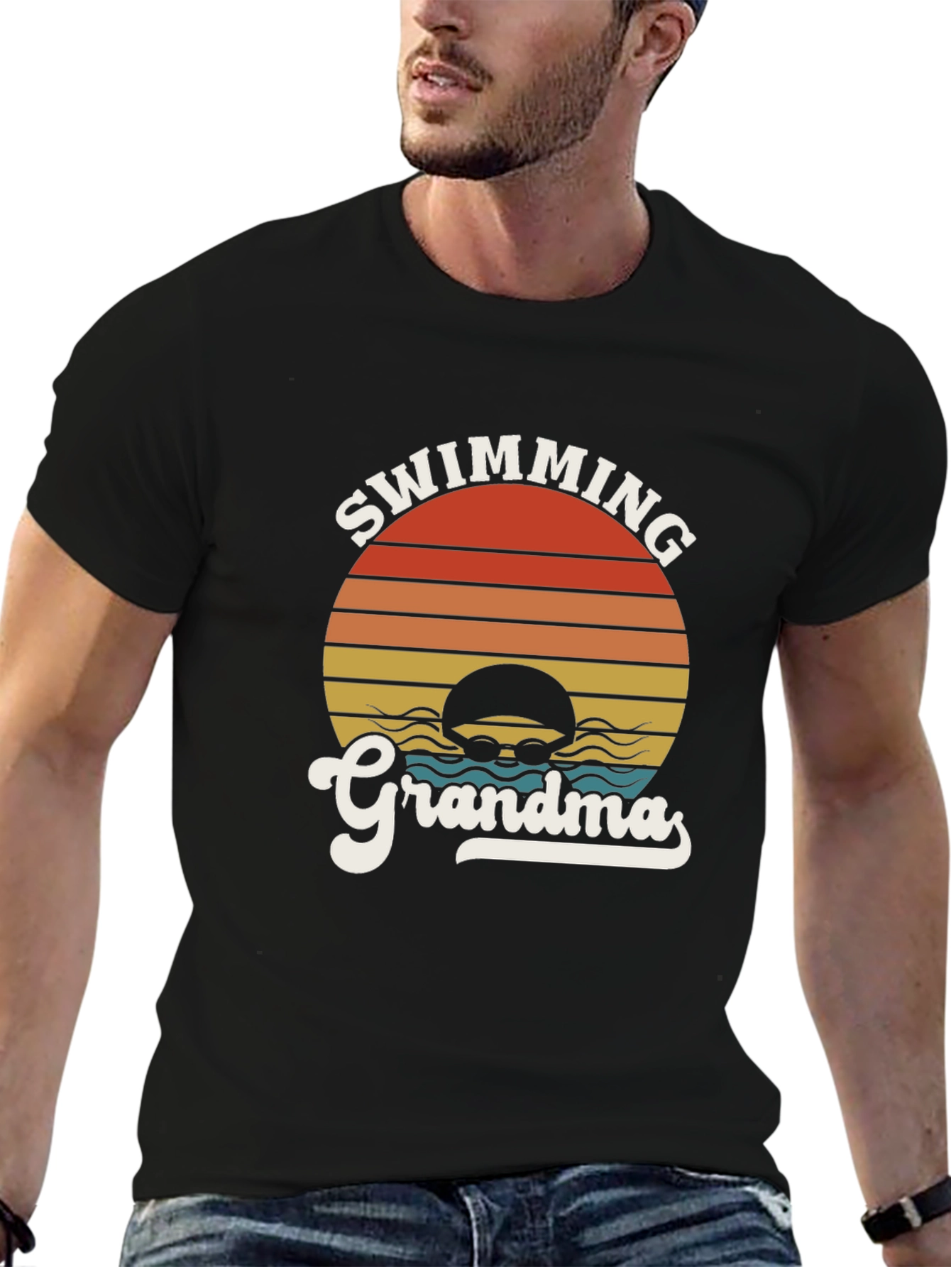 Swimming Grandma Retro Style T-Shirt