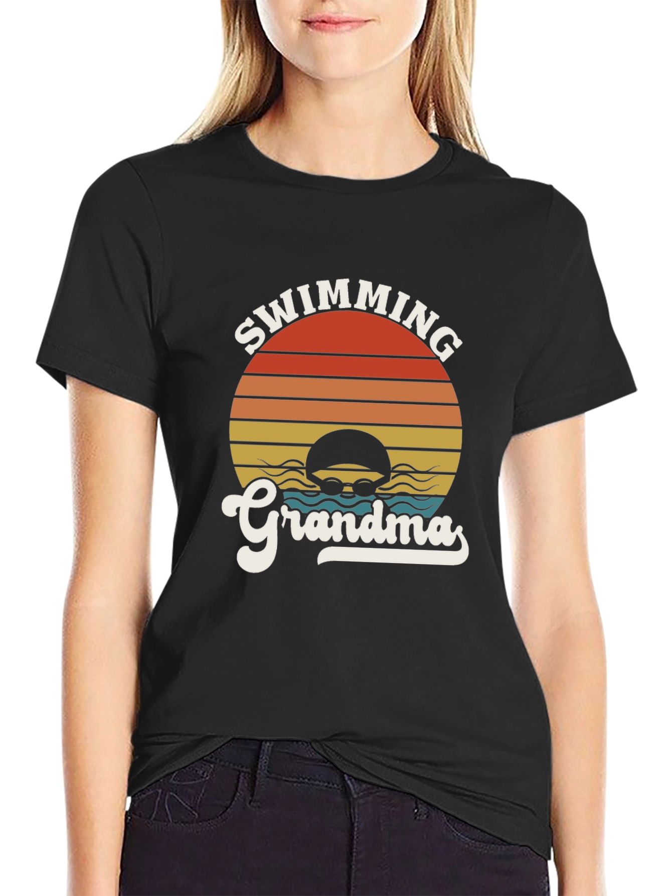 Swimming Grandma Retro Style T-Shirt