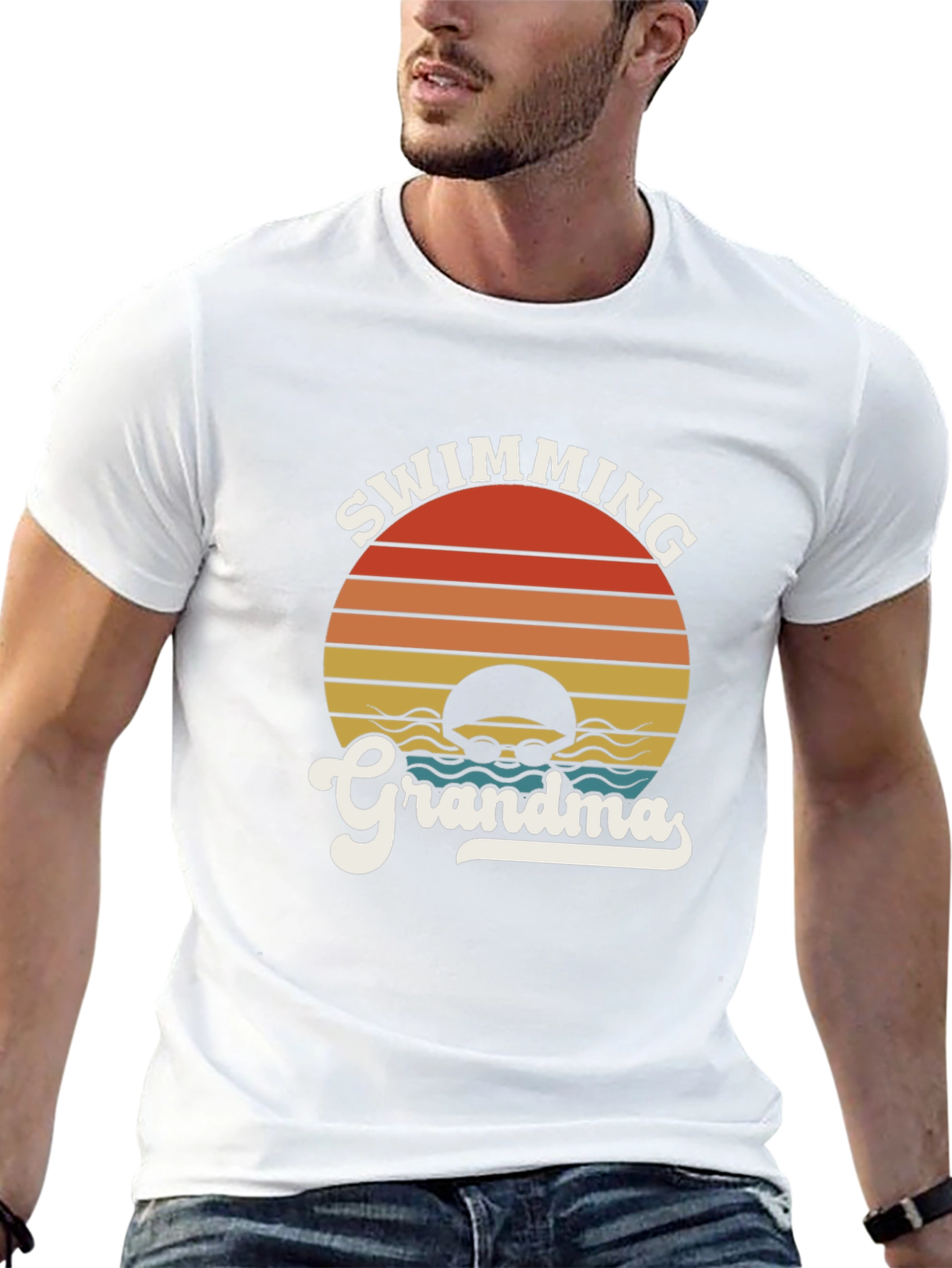 Swimming Grandma Retro Style T-Shirt