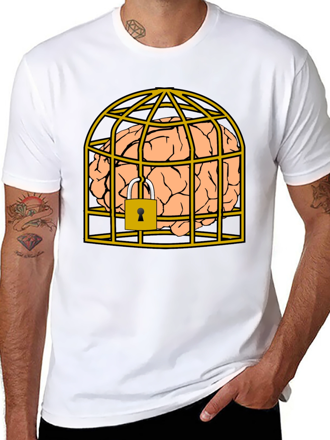 Caged Brain T-Shirt - Unlock Your Style