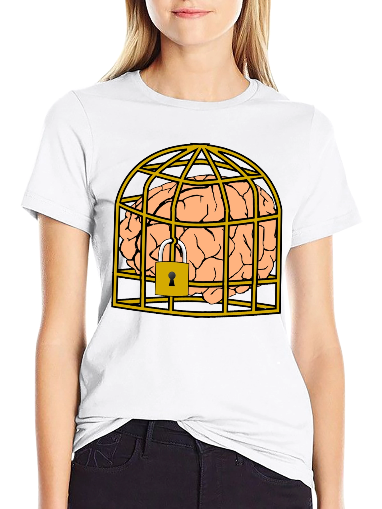 Caged Brain T-Shirt - Unlock Your Style