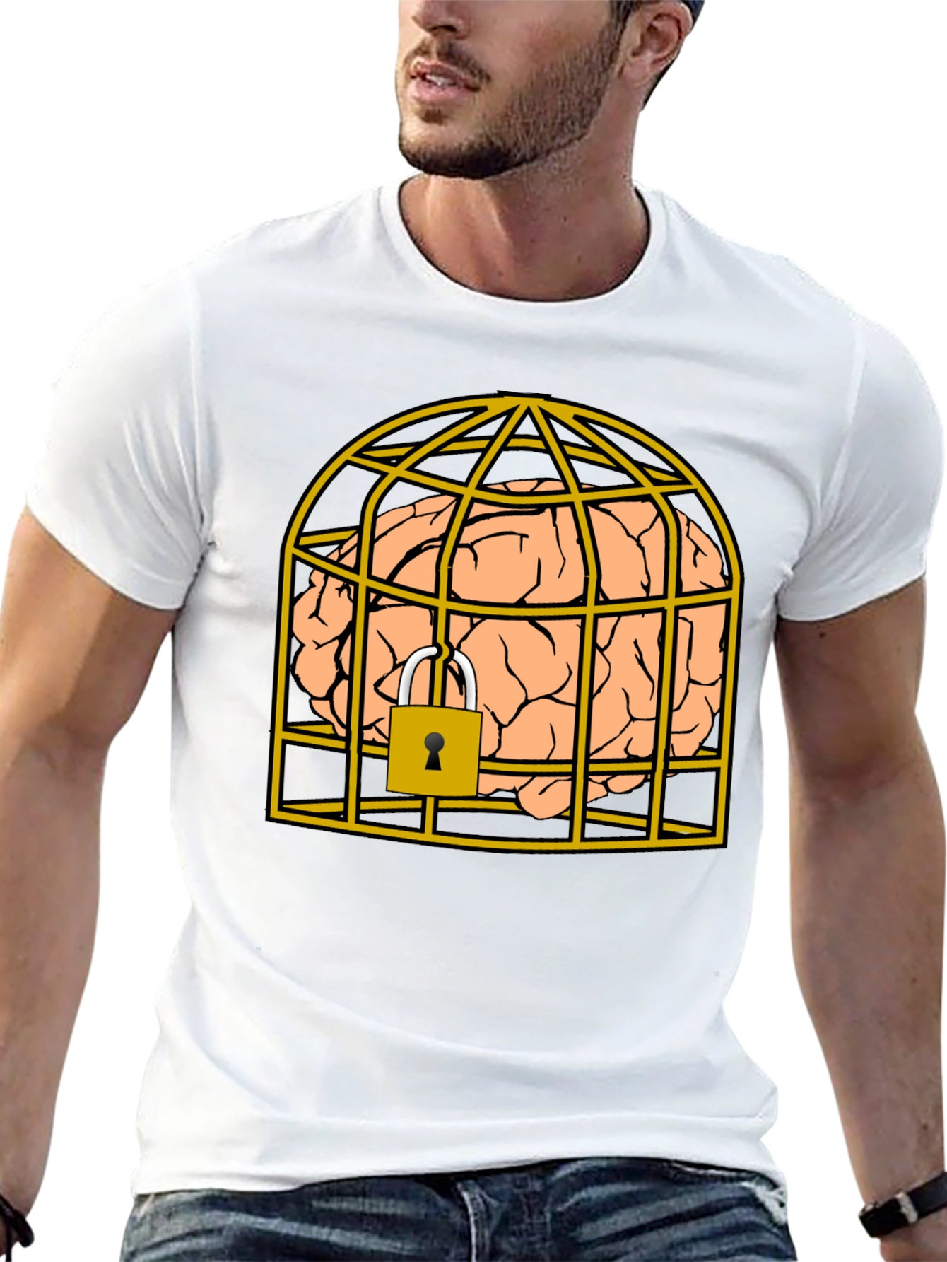 Caged Brain T-Shirt - Unlock Your Style