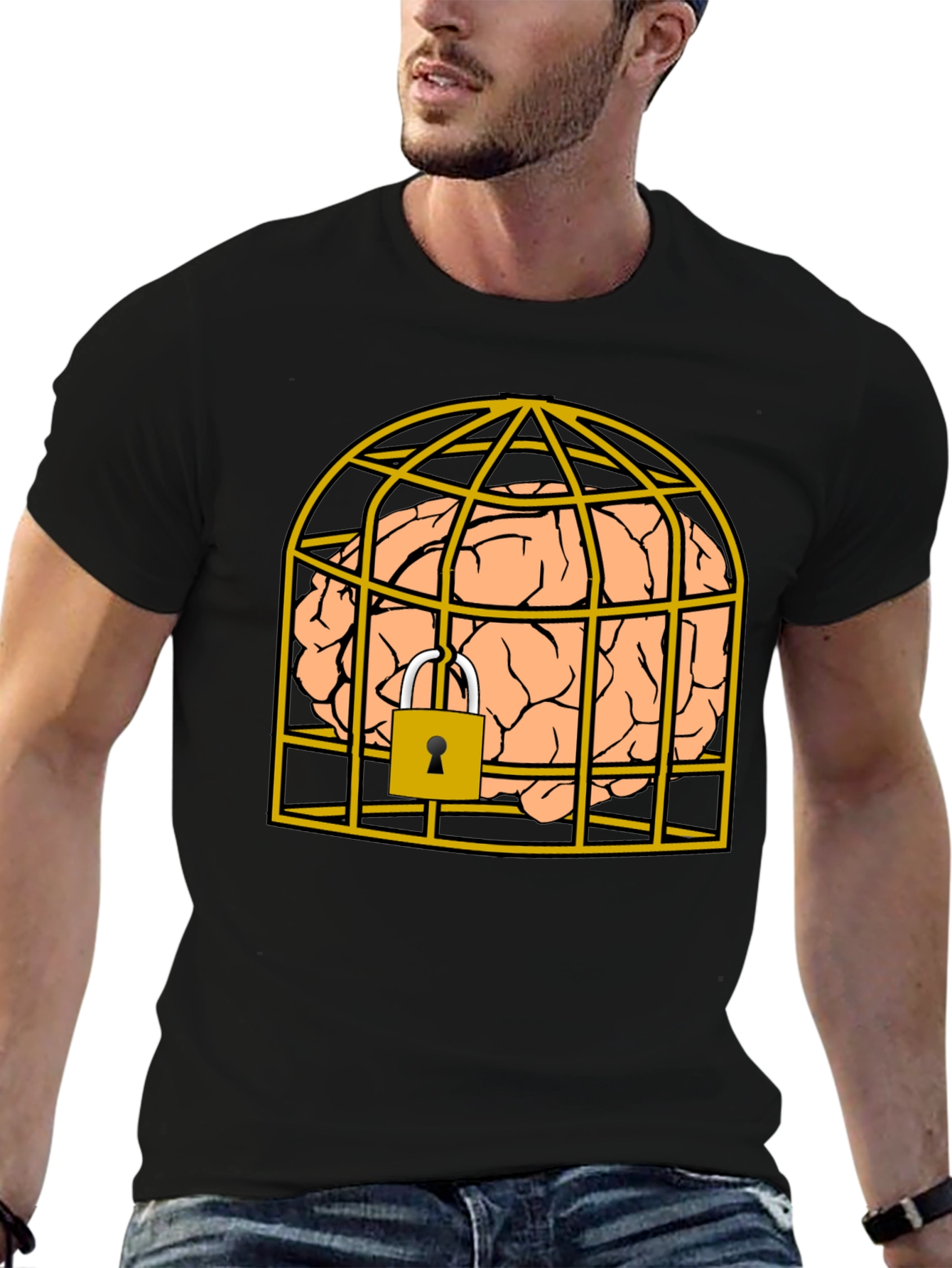 Caged Brain T-Shirt - Unlock Your Style
