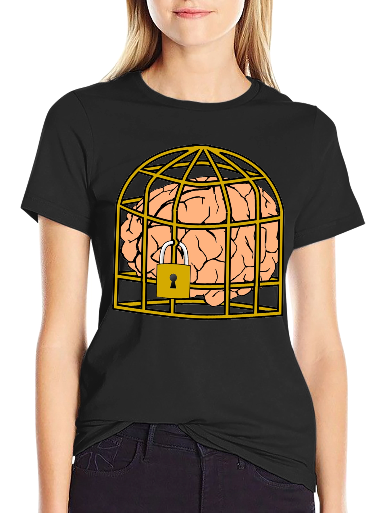 Caged Brain T-Shirt - Unlock Your Style