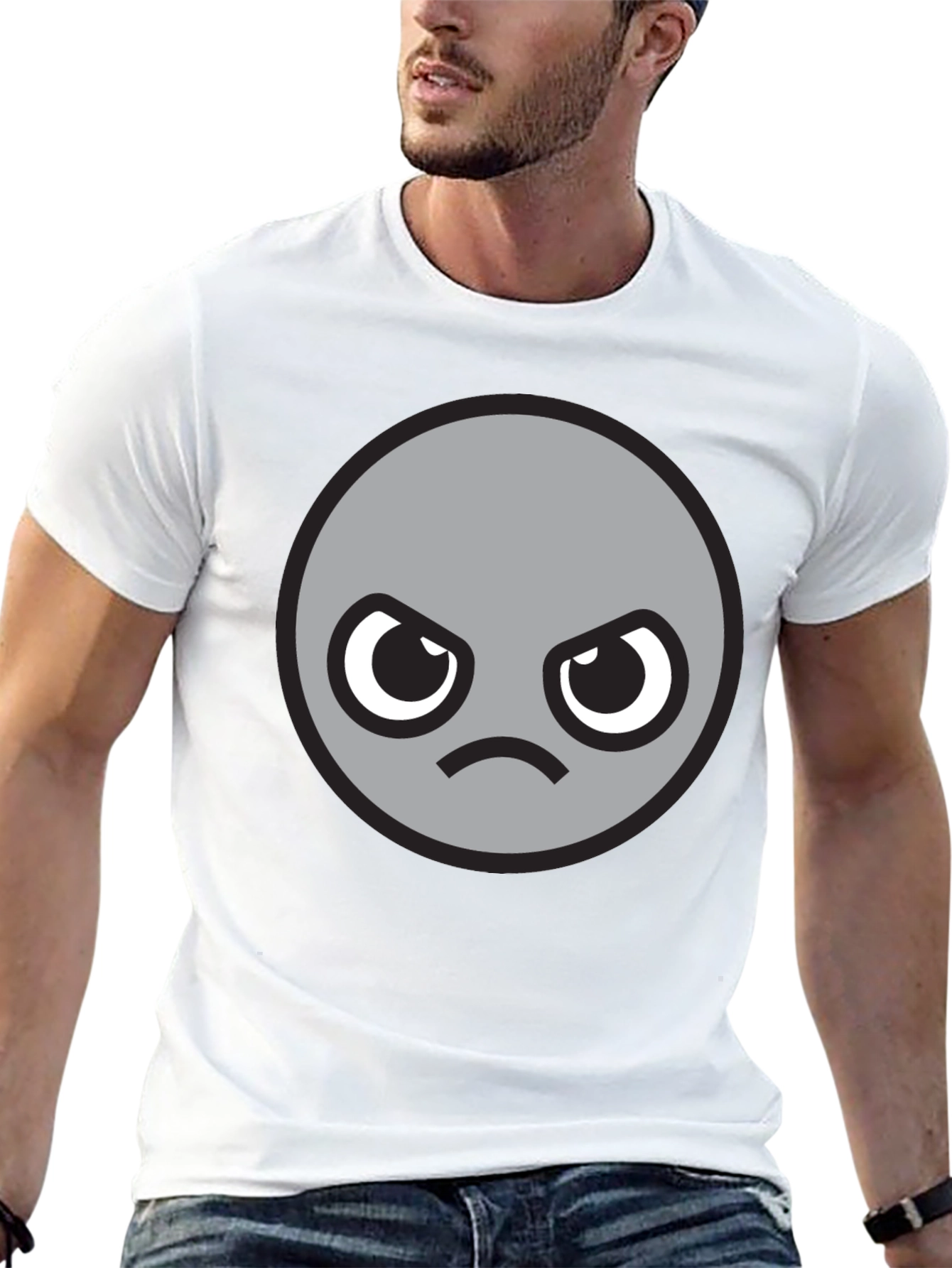 Grumpy Grey Emoji T-Shirt