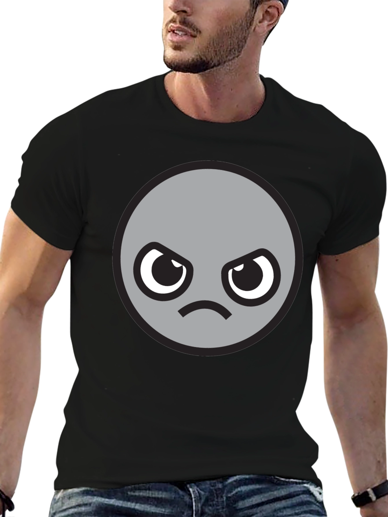 Grumpy Grey Emoji T-Shirt