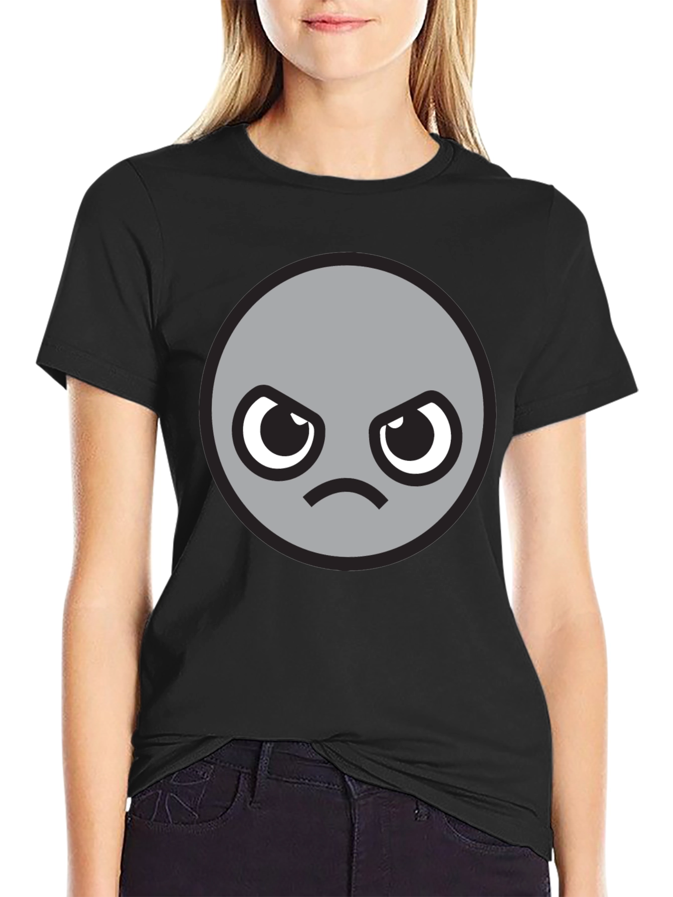 Grumpy Grey Emoji T-Shirt