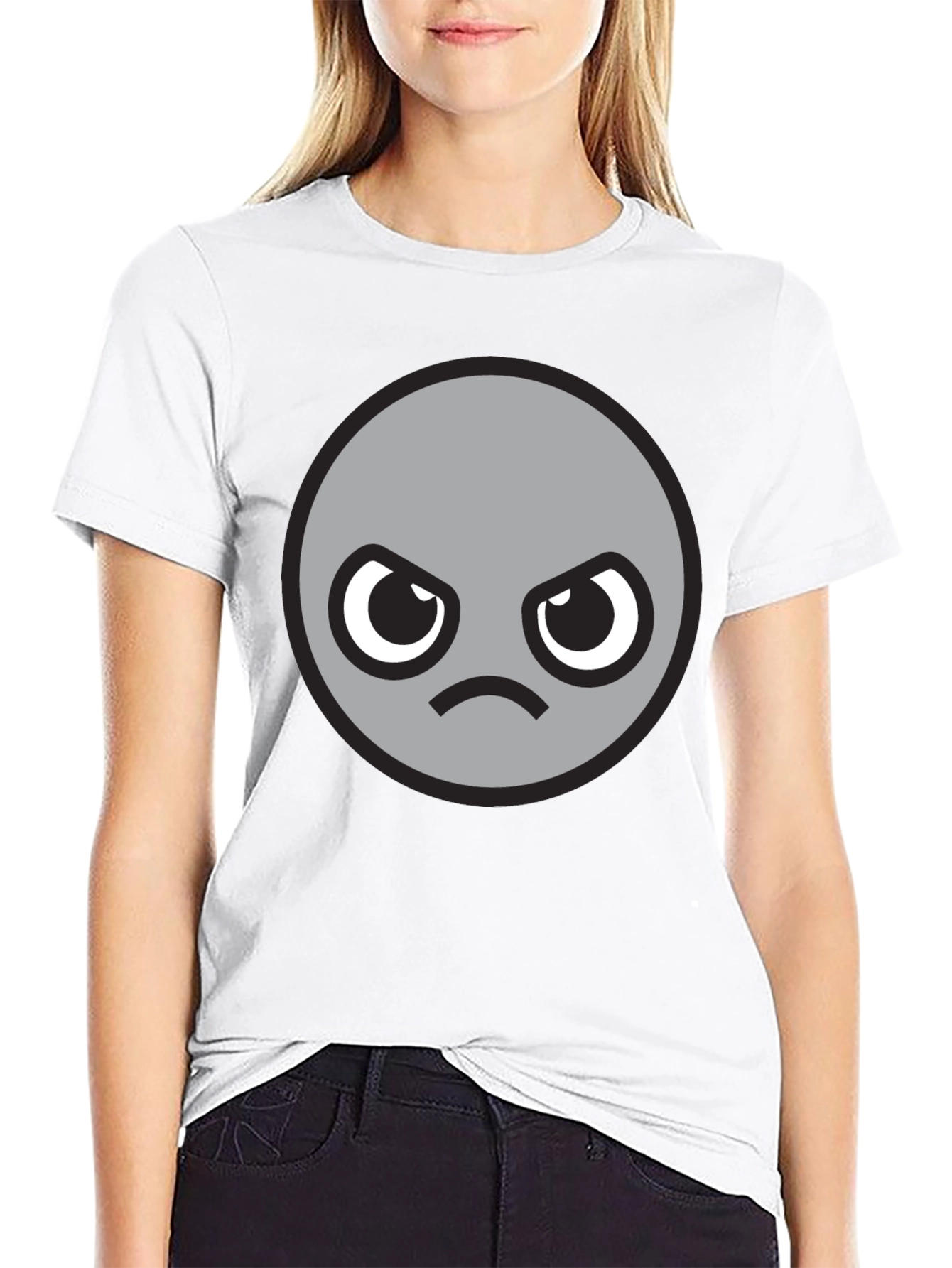 Grumpy Grey Emoji T-Shirt