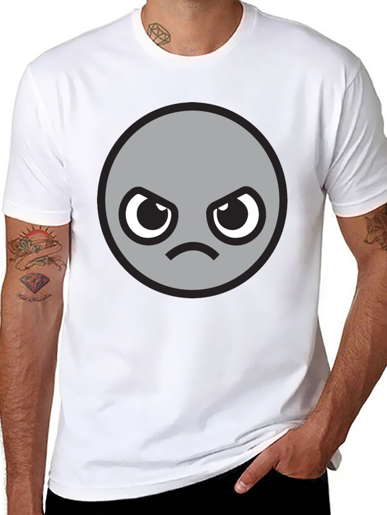 Grumpy Grey Emoji T-Shirt
