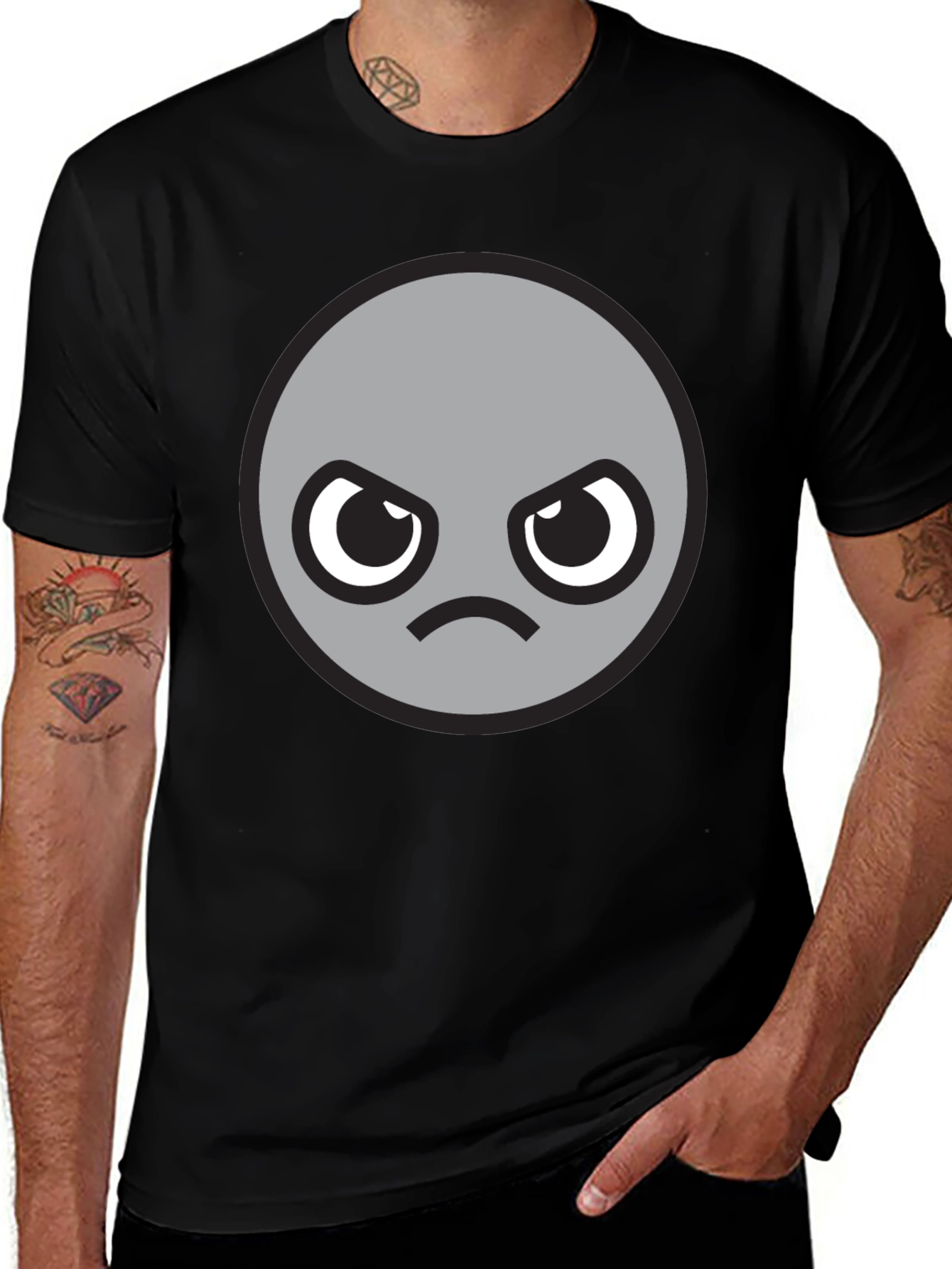 Grumpy Grey Emoji T-Shirt