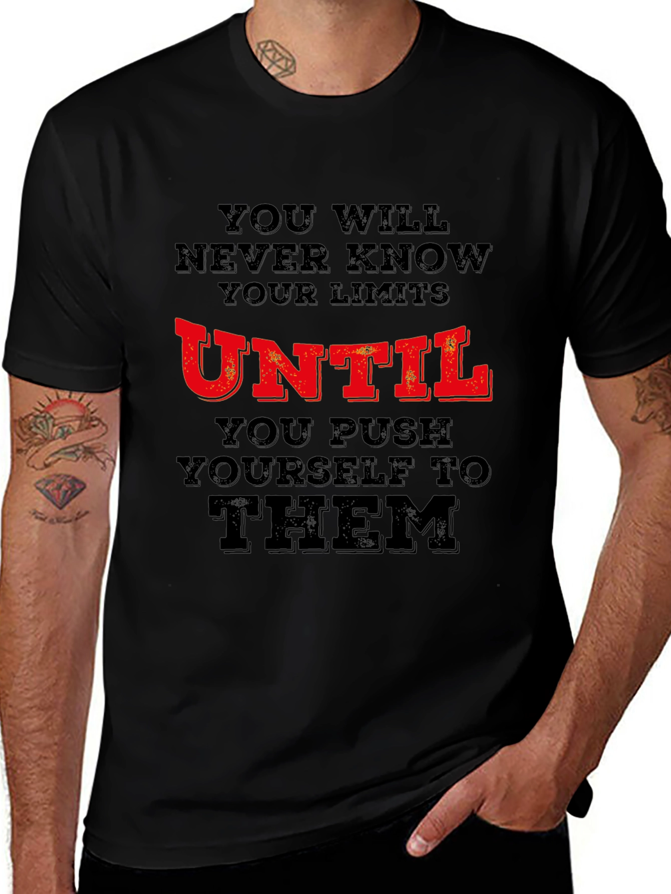 Motivational T-Shirt: Push Your Limits Black Tee