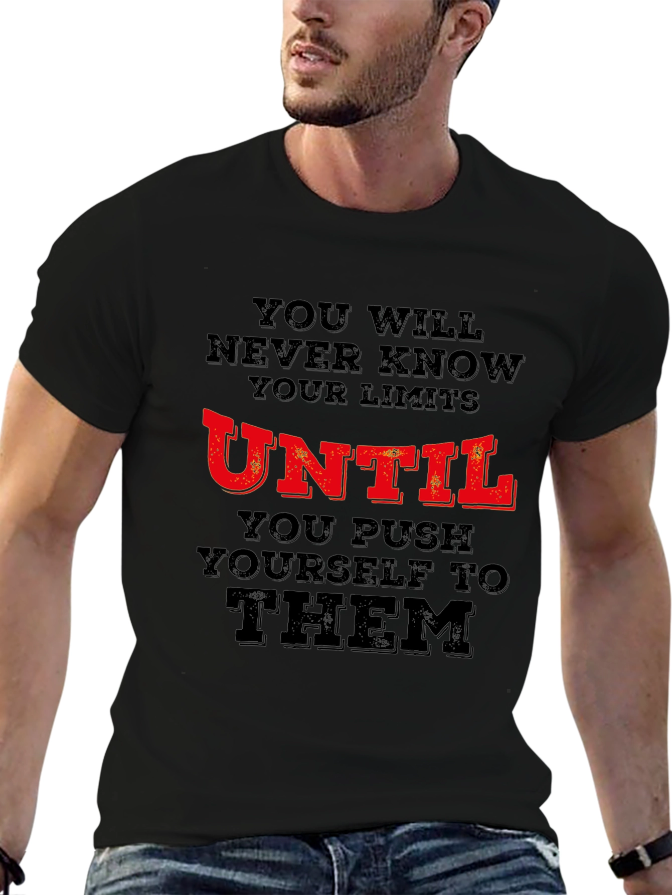 Motivational T-Shirt: Push Your Limits Black Tee