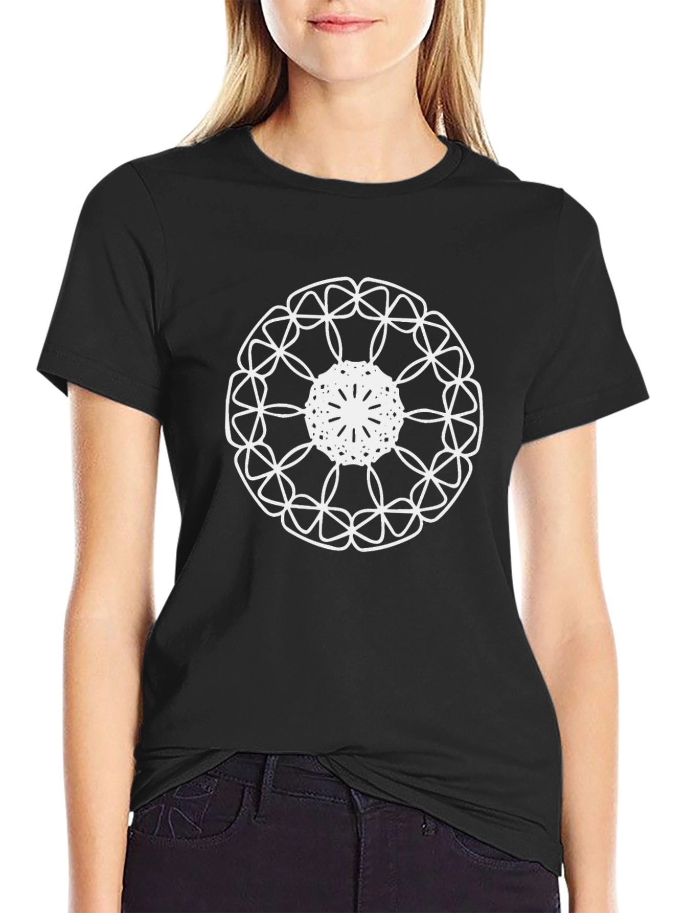 Abstract Mandala Design Black T-Shirt