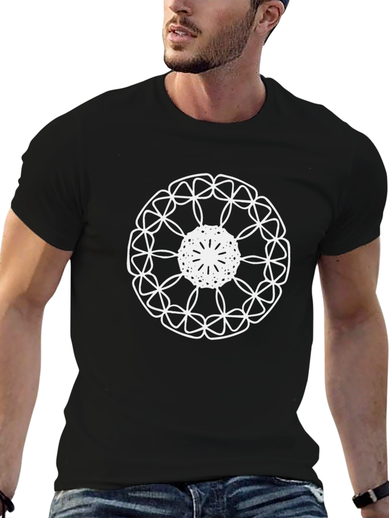 Abstract Mandala Design Black T-Shirt