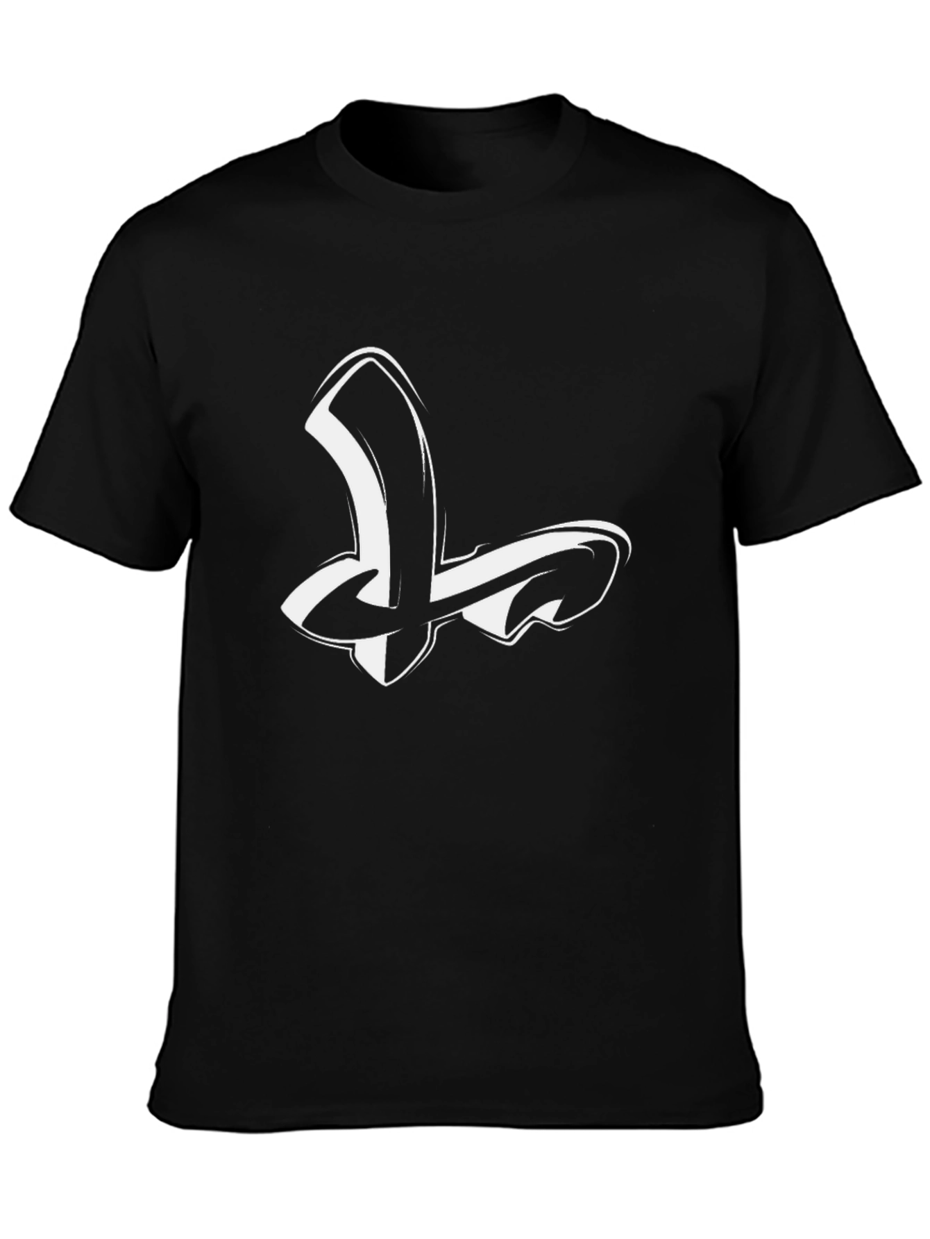 Stylish Black Tee with Abstract White Graphic