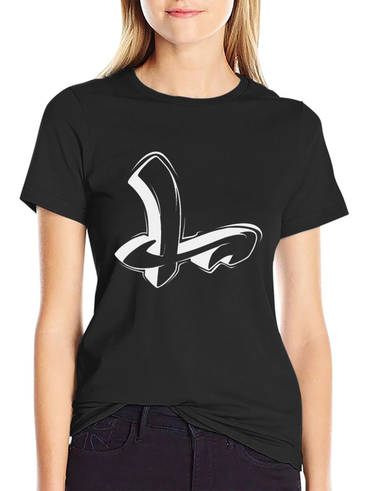 Stylish Black Tee with Abstract White Graphic