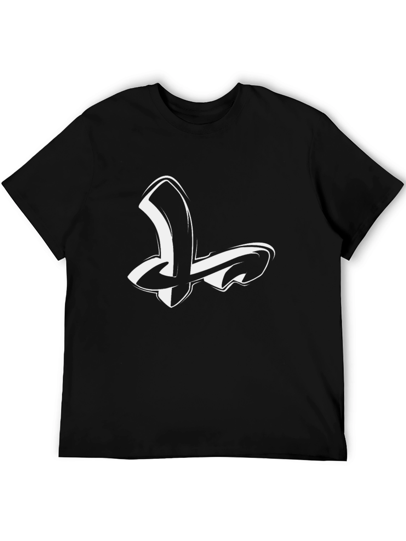 Stylish Black Tee with Abstract White Graphic