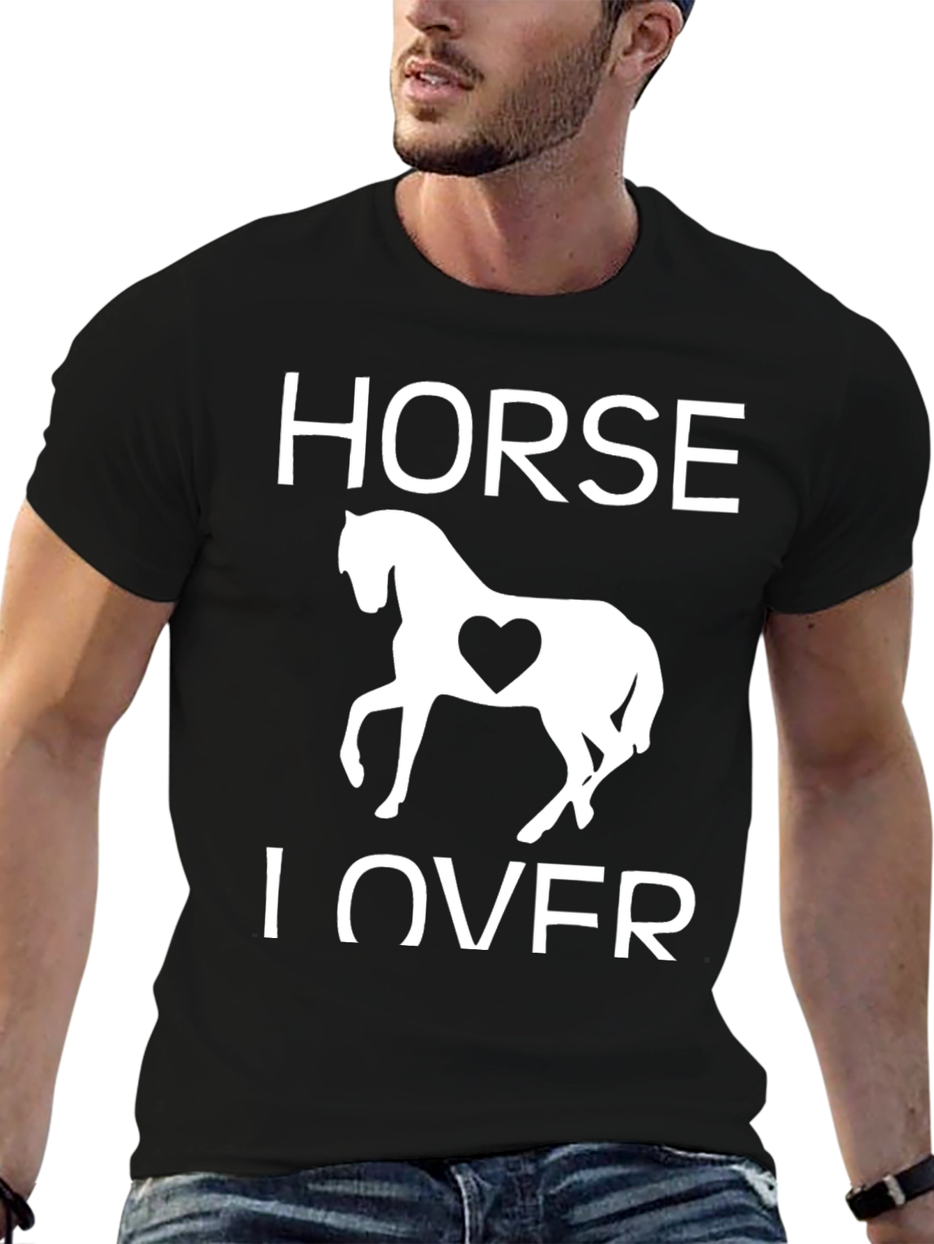 Horse Lover Graphic Tee - Black Cotton T-Shirt