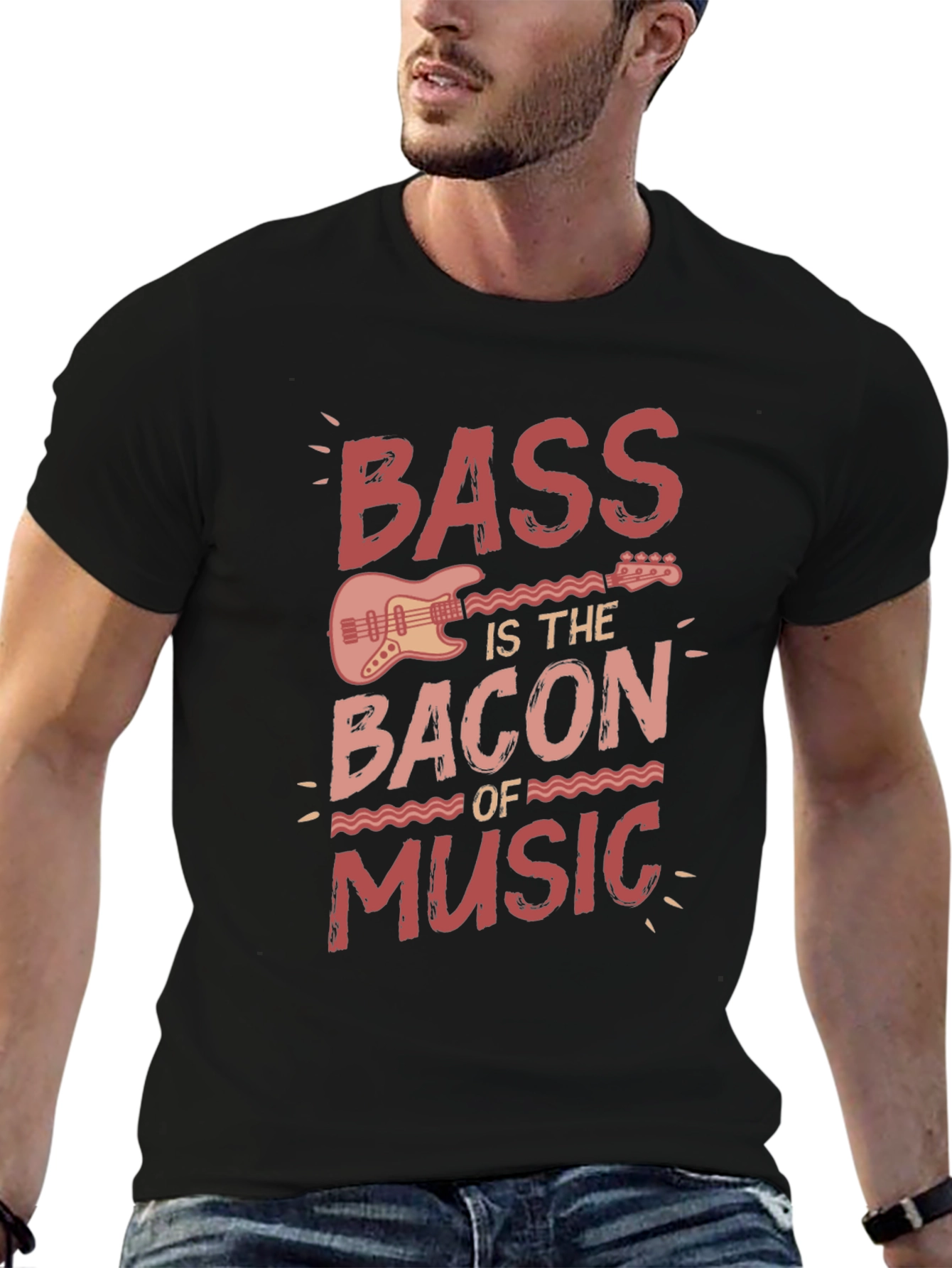 Bass is the Bacon of Music Black Graphic Tee