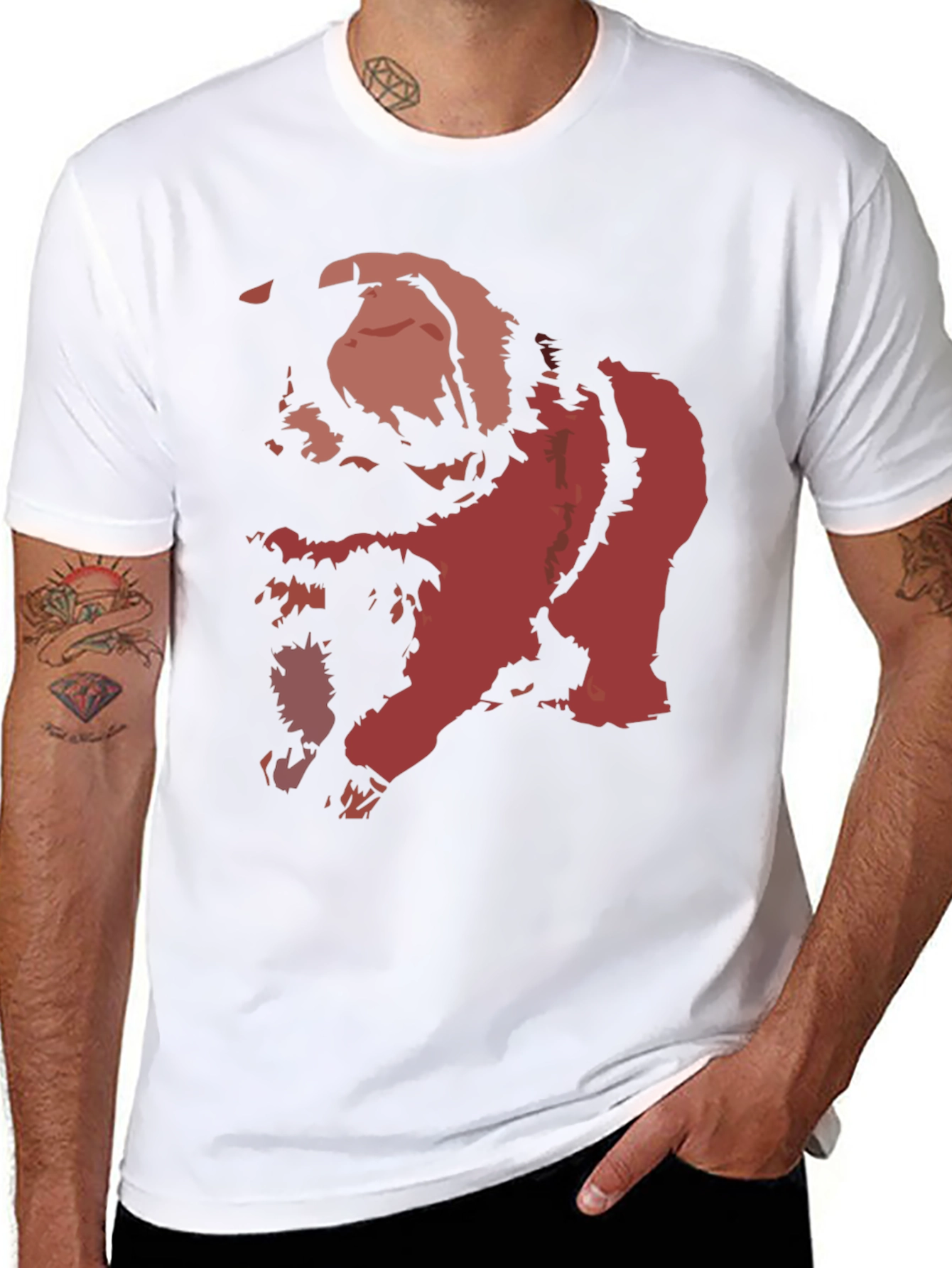 Bold Graphic Tee - Distressed Red Print on Black