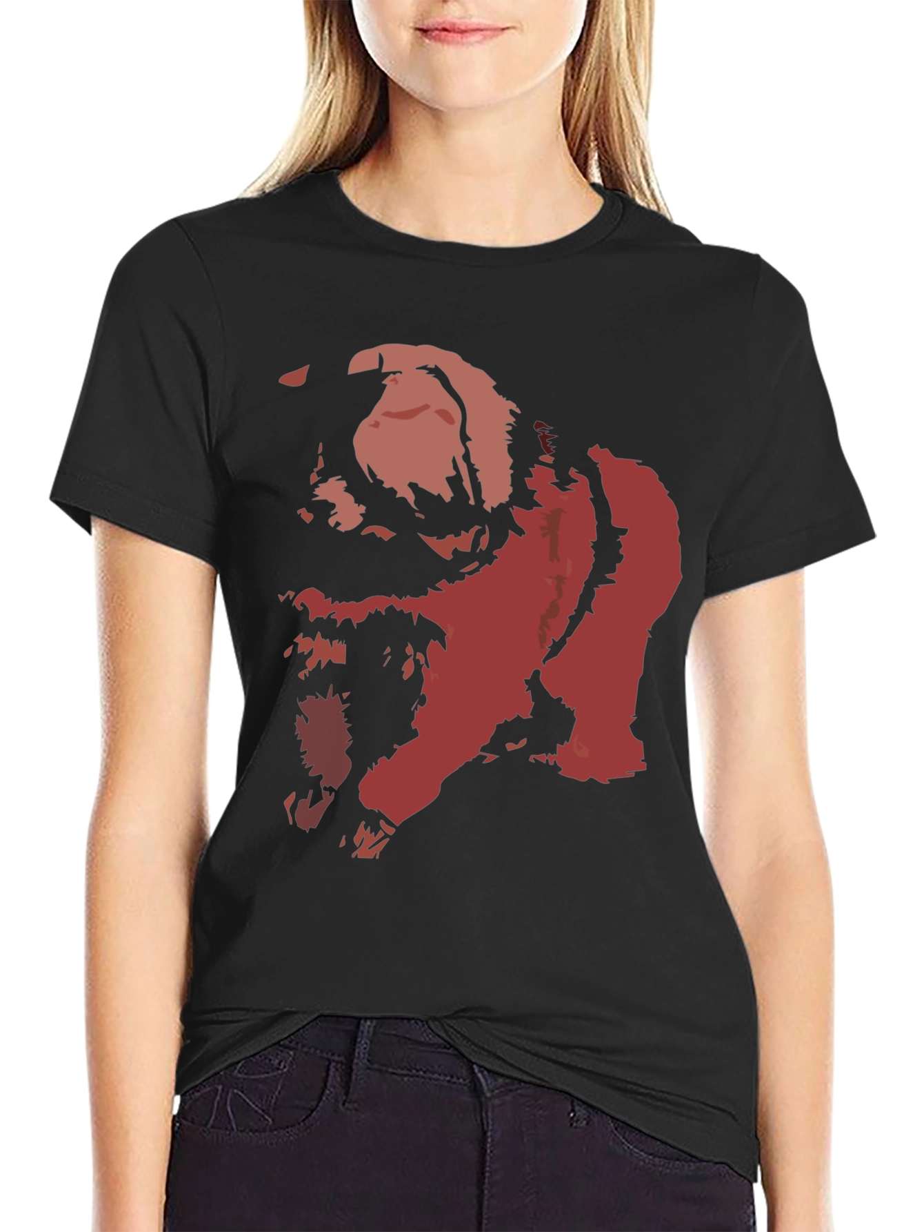Bold Graphic Tee - Distressed Red Print on Black